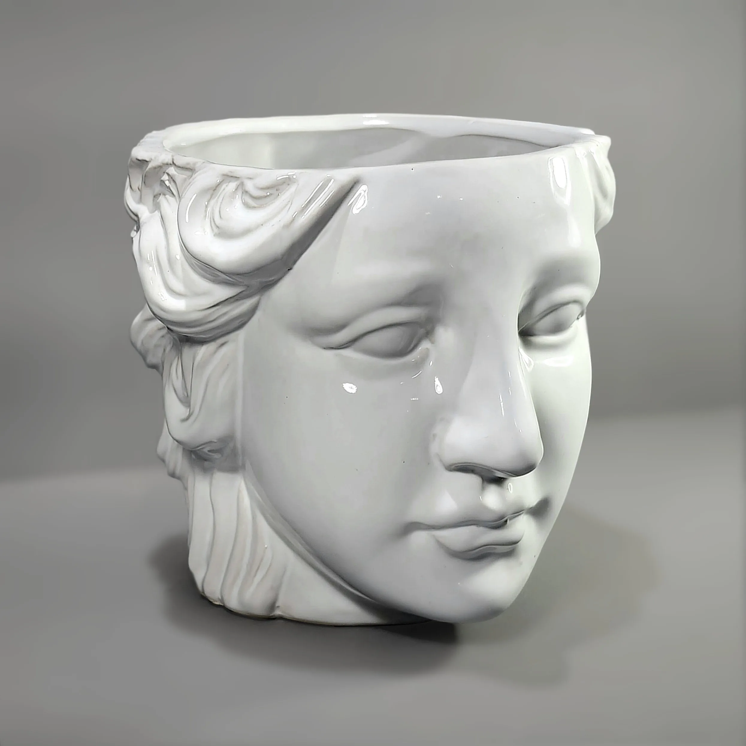 Slide 2 for White Ceramic Female Face Planter