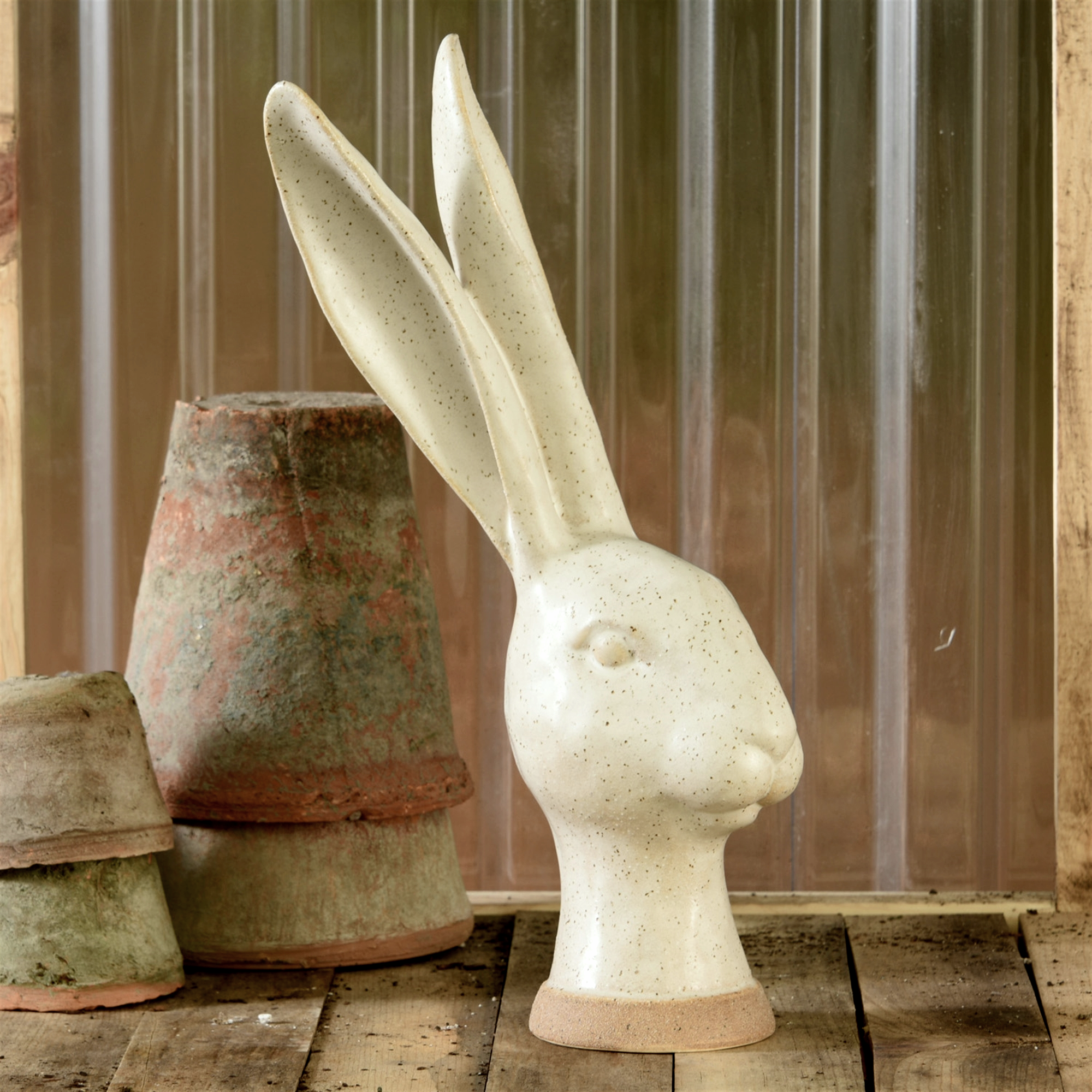 Slide 5 for Tall Ceramic Rabbit Head