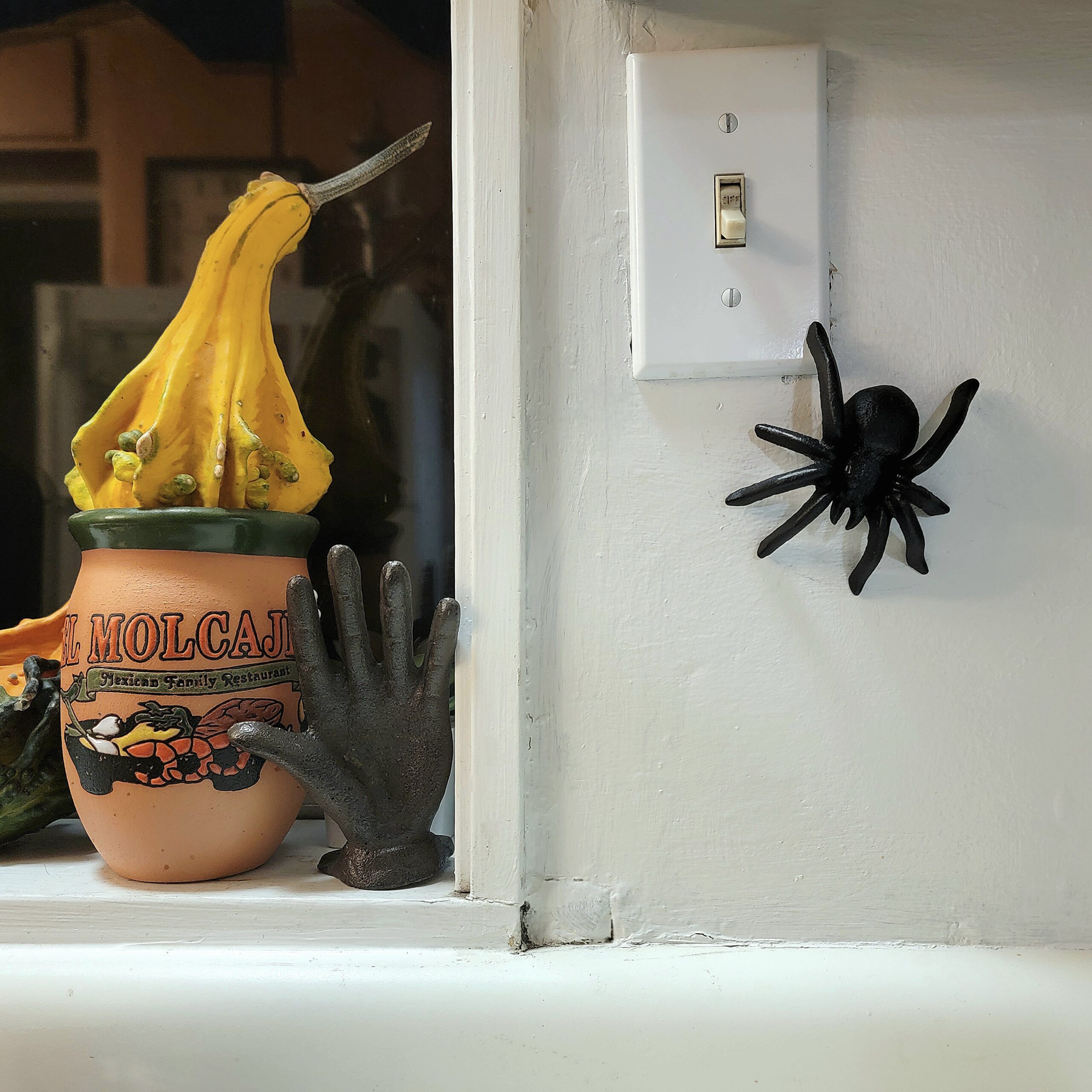 Cast Iron Black Spider Wall Hanging, Creepy Spider Paperweight