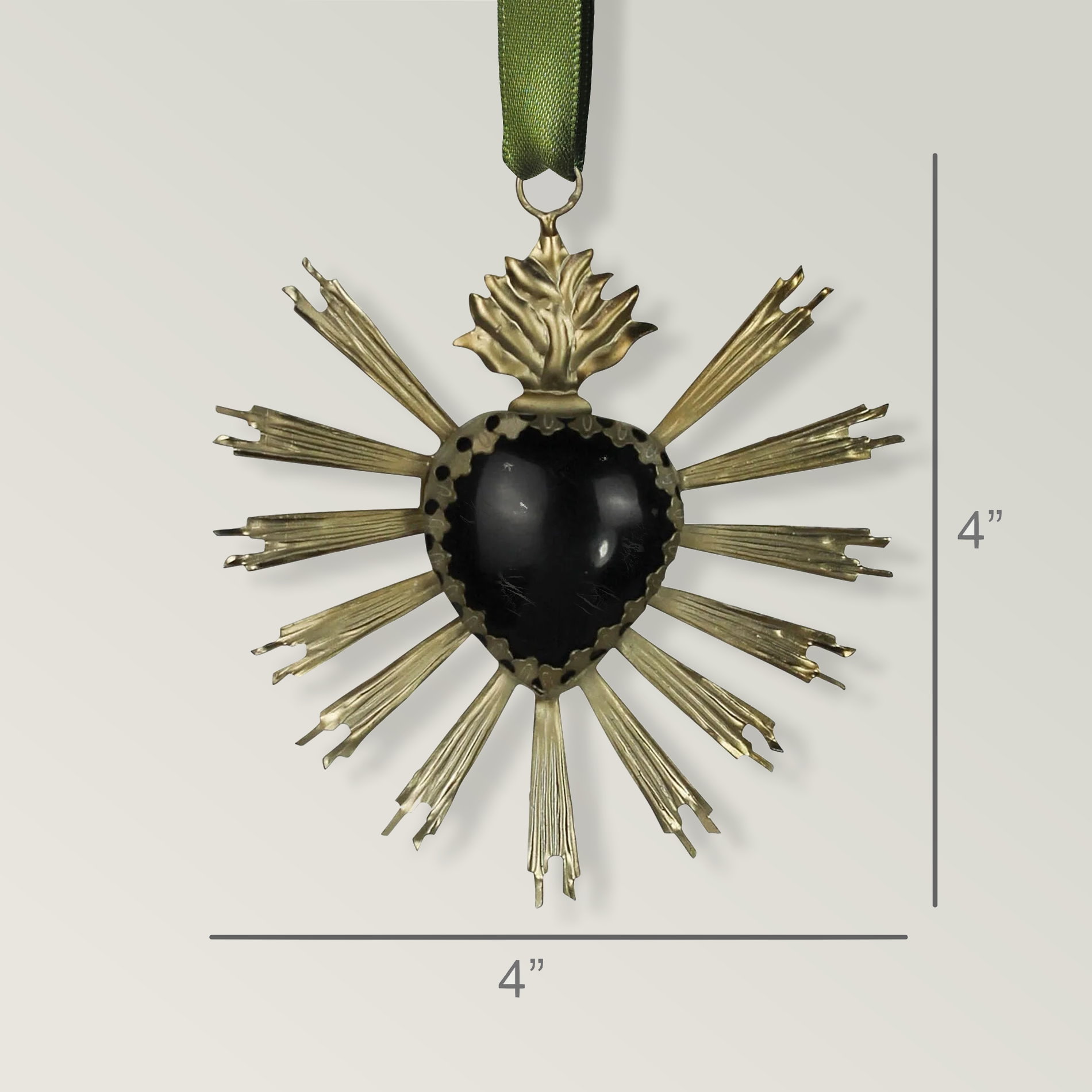 Slide 3 for Burning Black Heart Pressed Metal Ornament