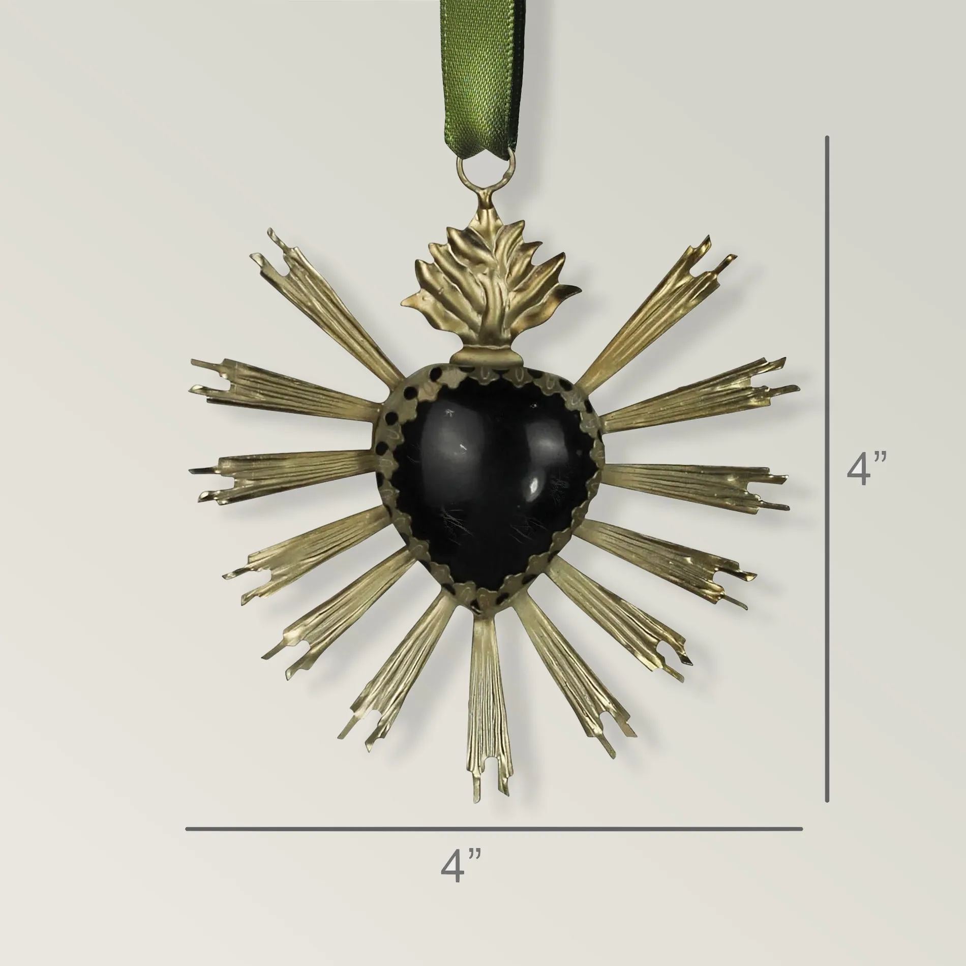 Slide 3 for Burning Black Heart Pressed Metal Ornament