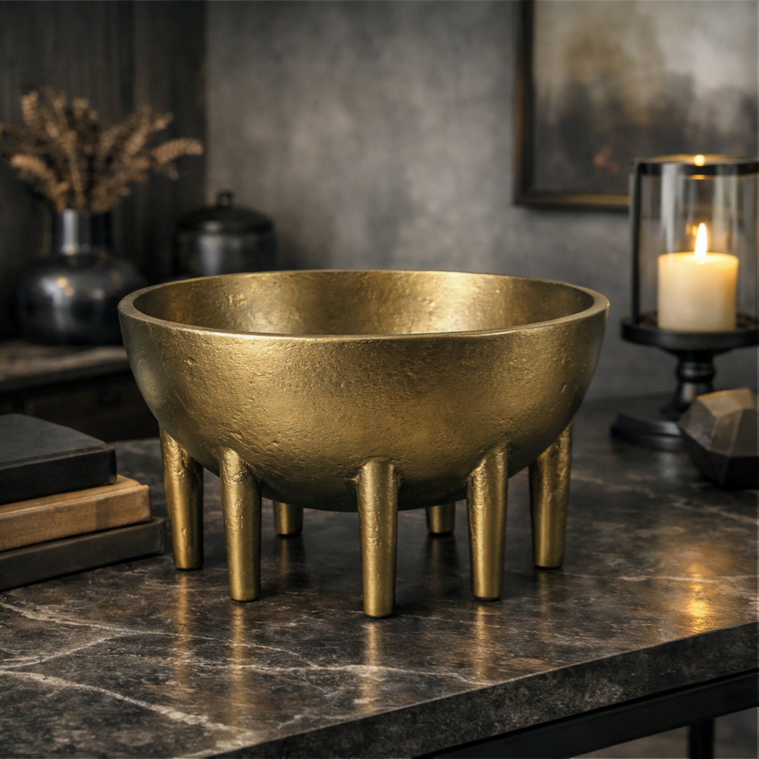 Slide 2 for Large Brass Kraken Bowl, Modern Oddities Decor