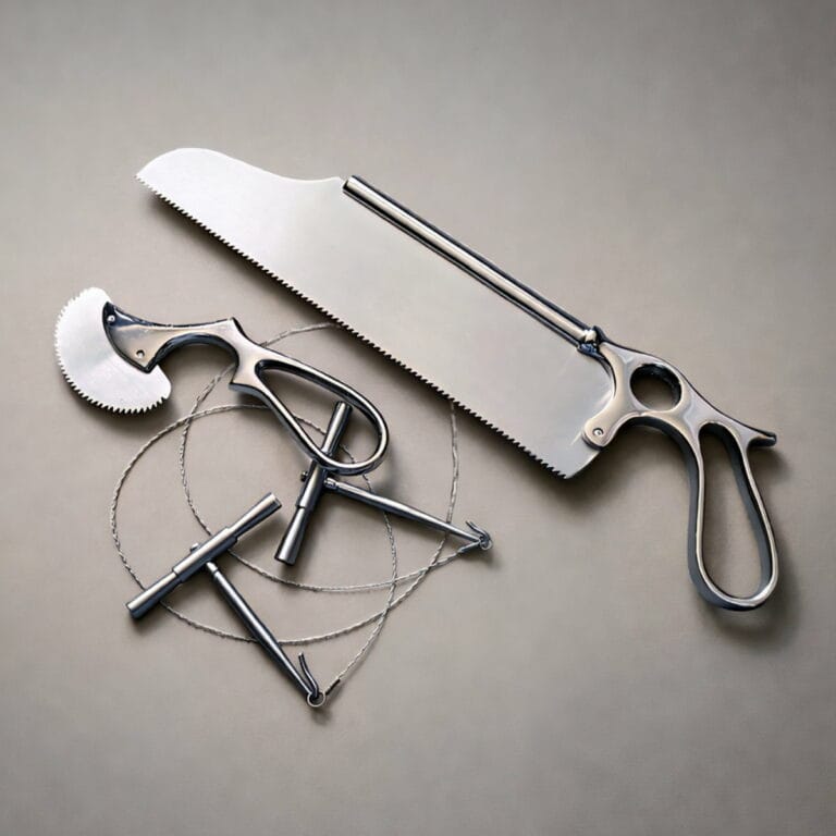 Slide 1 for X3 -Bone Saw Set, Autopsy Saw, Vintage Medical Style