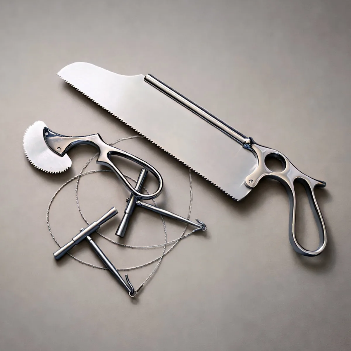 Slide 1 for X3 -Bone Saw Set, Autopsy Saw, Vintage Medical Style