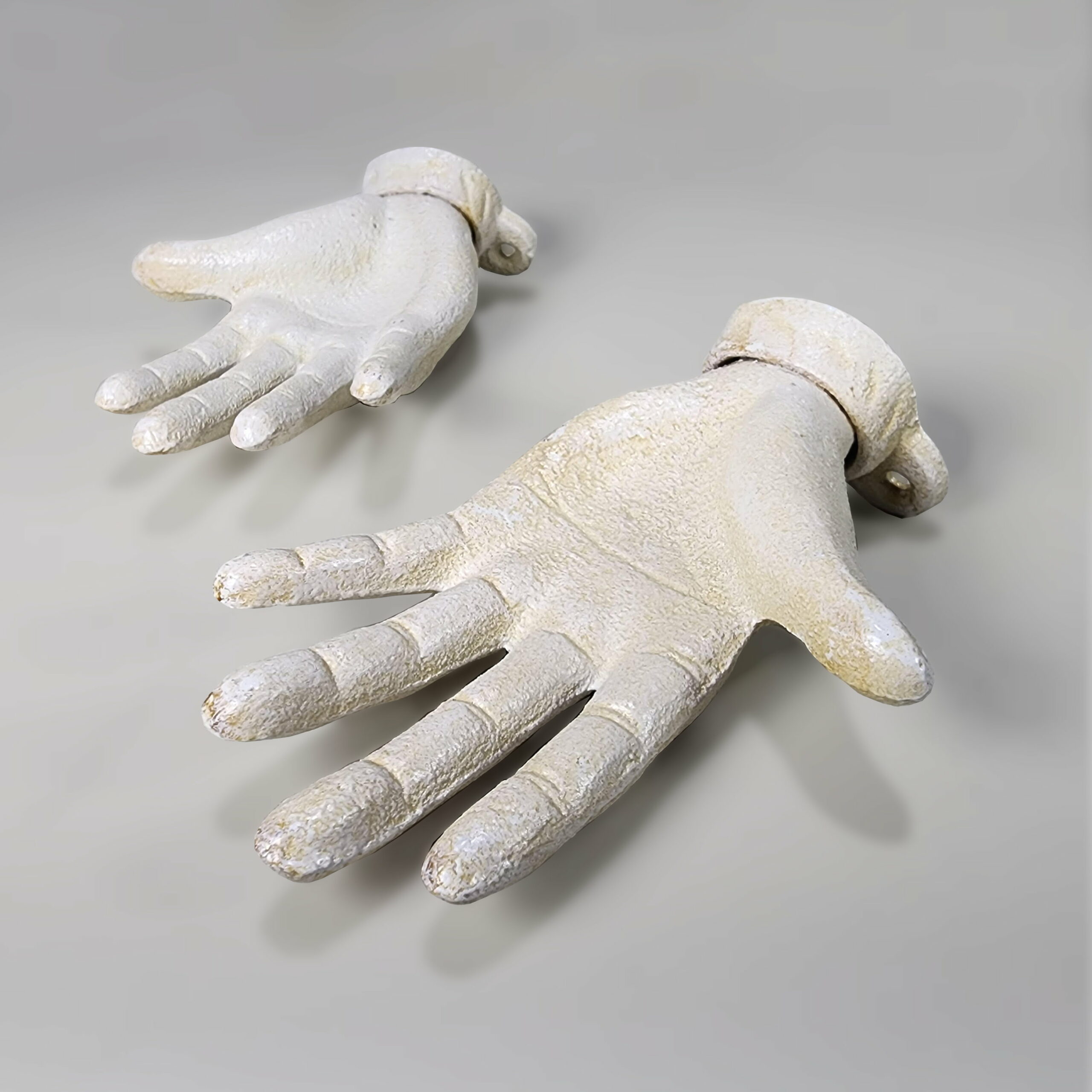 Slide 1 for White Cast Iron Hands, Wall Hanging Hooks