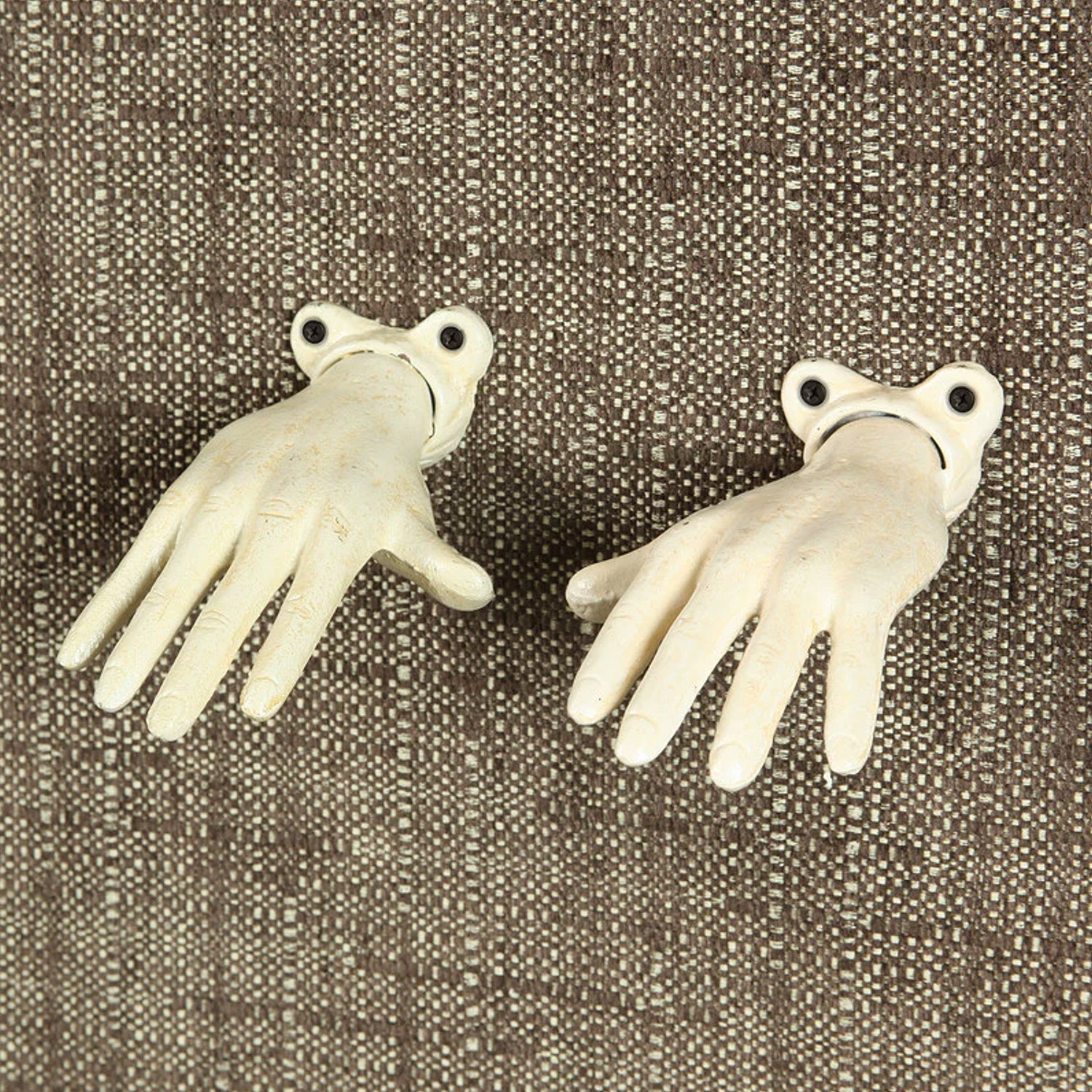 Slide 2 for White Cast Iron Hands, Wall Hanging Hooks