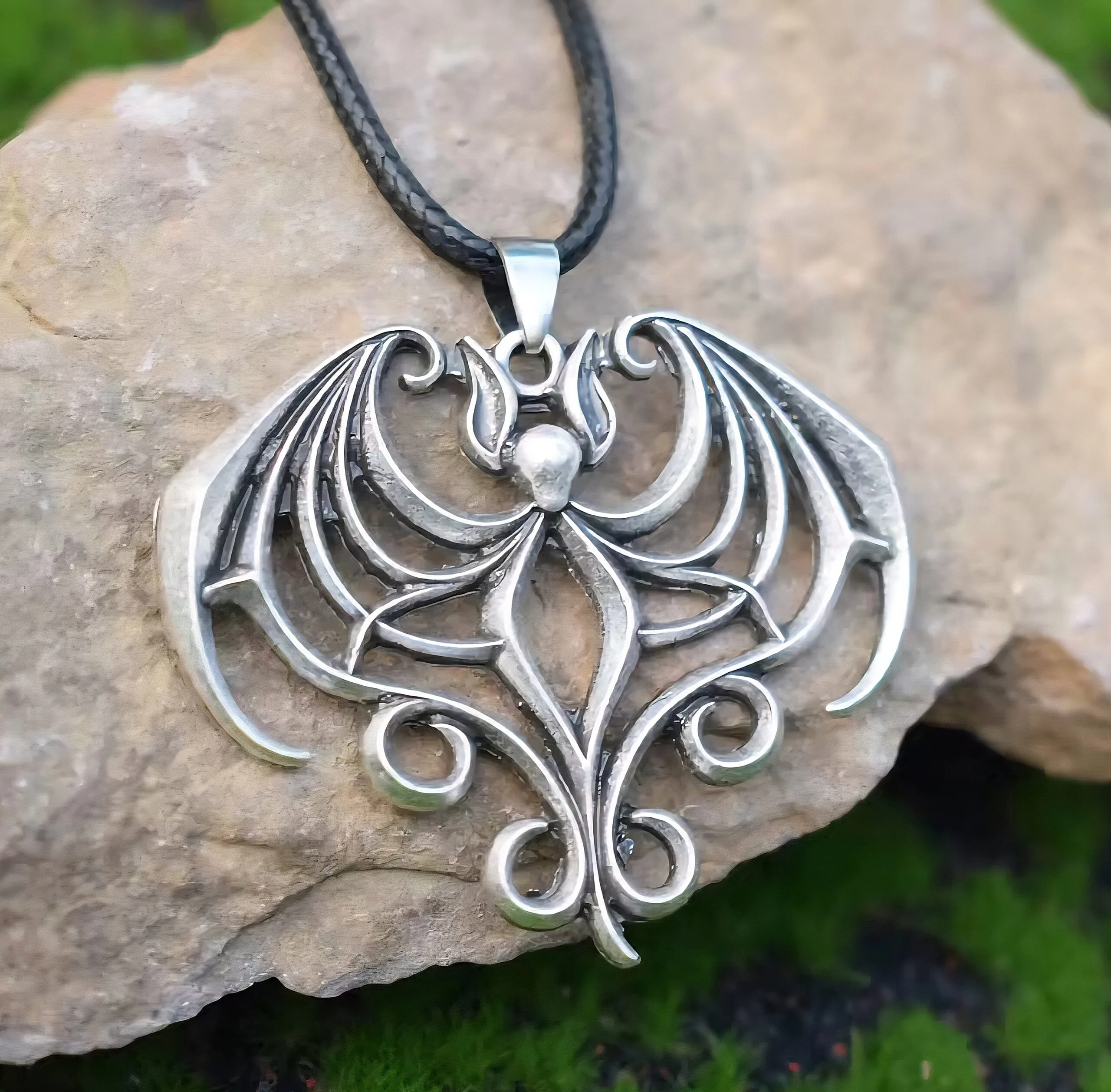 Slide 3 for Gothic Bat Necklace