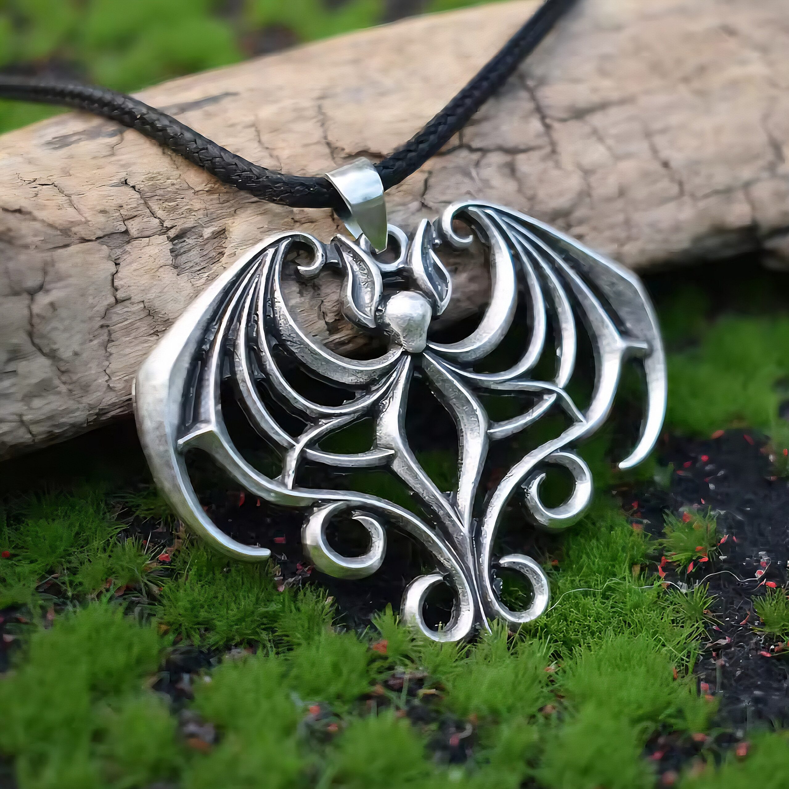 Slide 1 for Gothic Bat Necklace