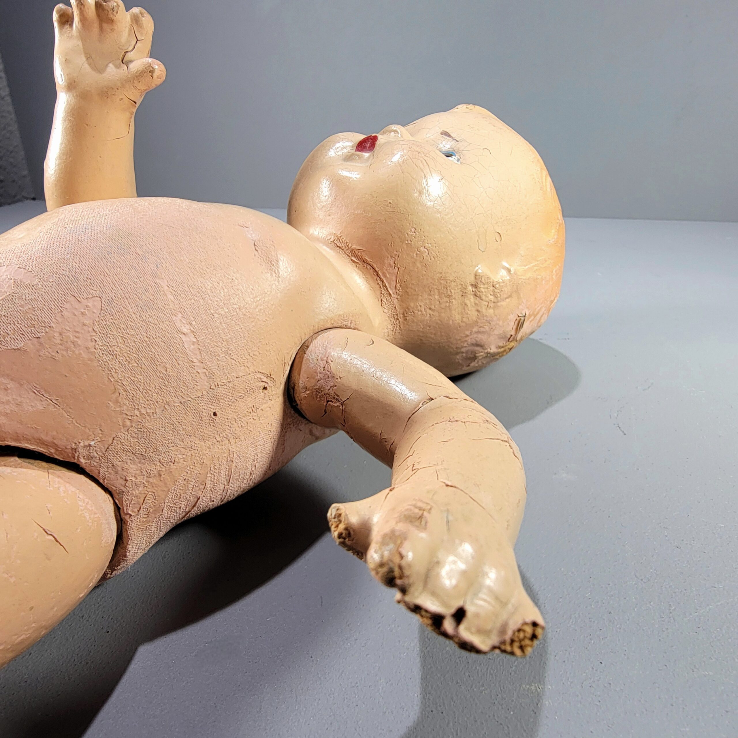 Slide 4 for Vintage Crazed Composition Doll, Creepy Curio Decor