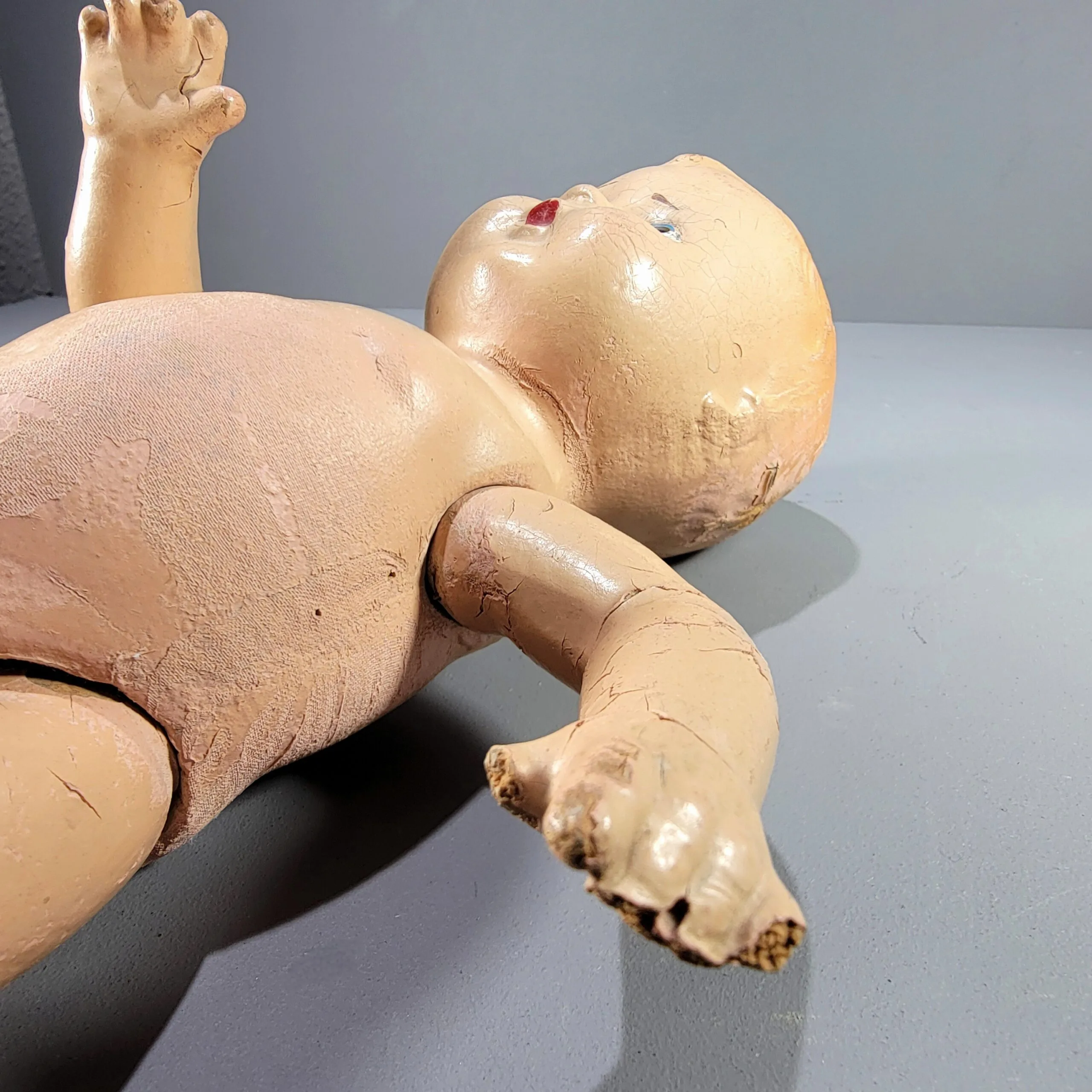 Slide 4 for Vintage Crazed Composition Doll, Creepy Curio Decor