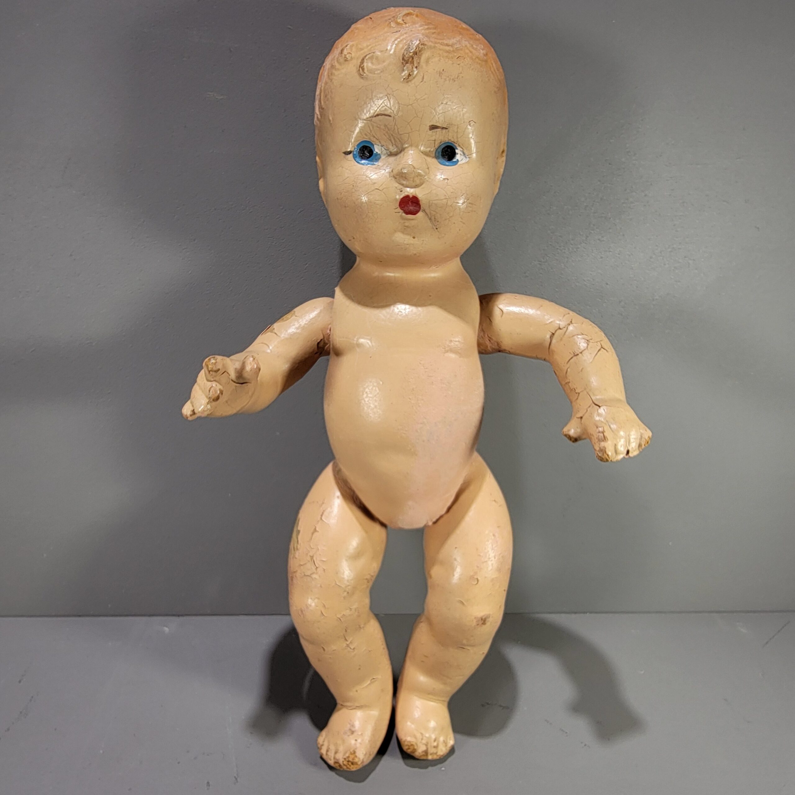 Slide 3 for Vintage Crazed Composition Doll, Creepy Curio Decor