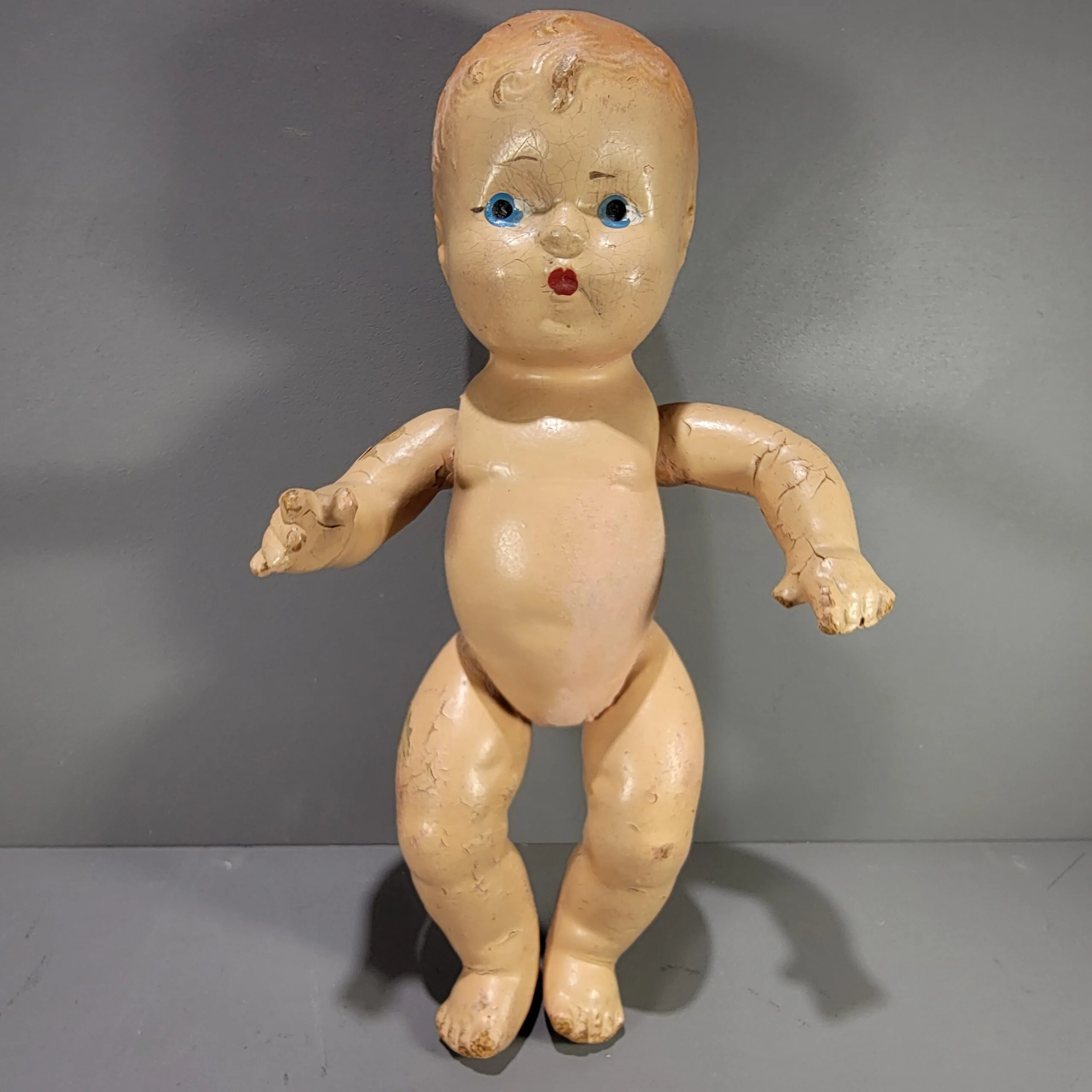 Slide 3 for Vintage Crazed Composition Doll, Creepy Curio Decor