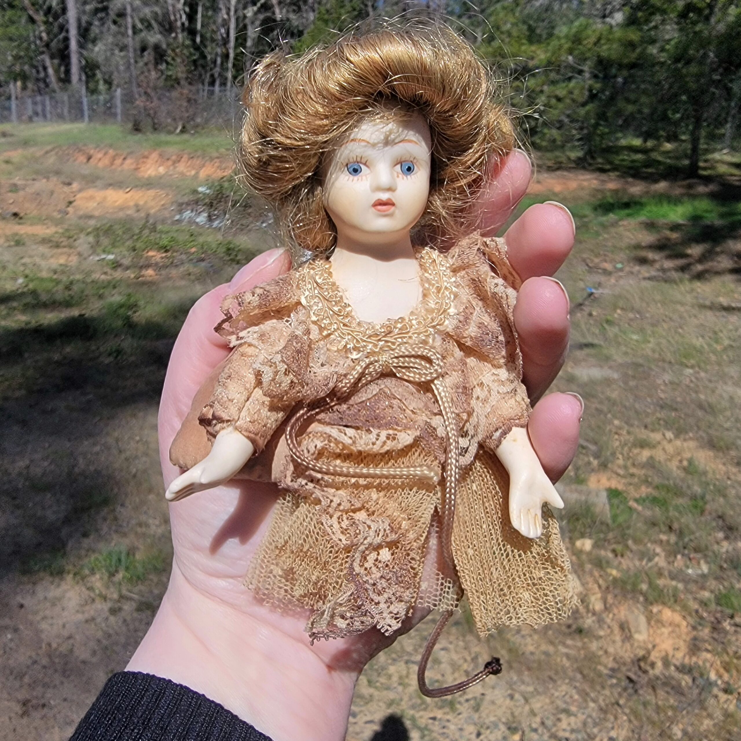 Slide 7 for Vintage Porcelain Doll in Glass Dome