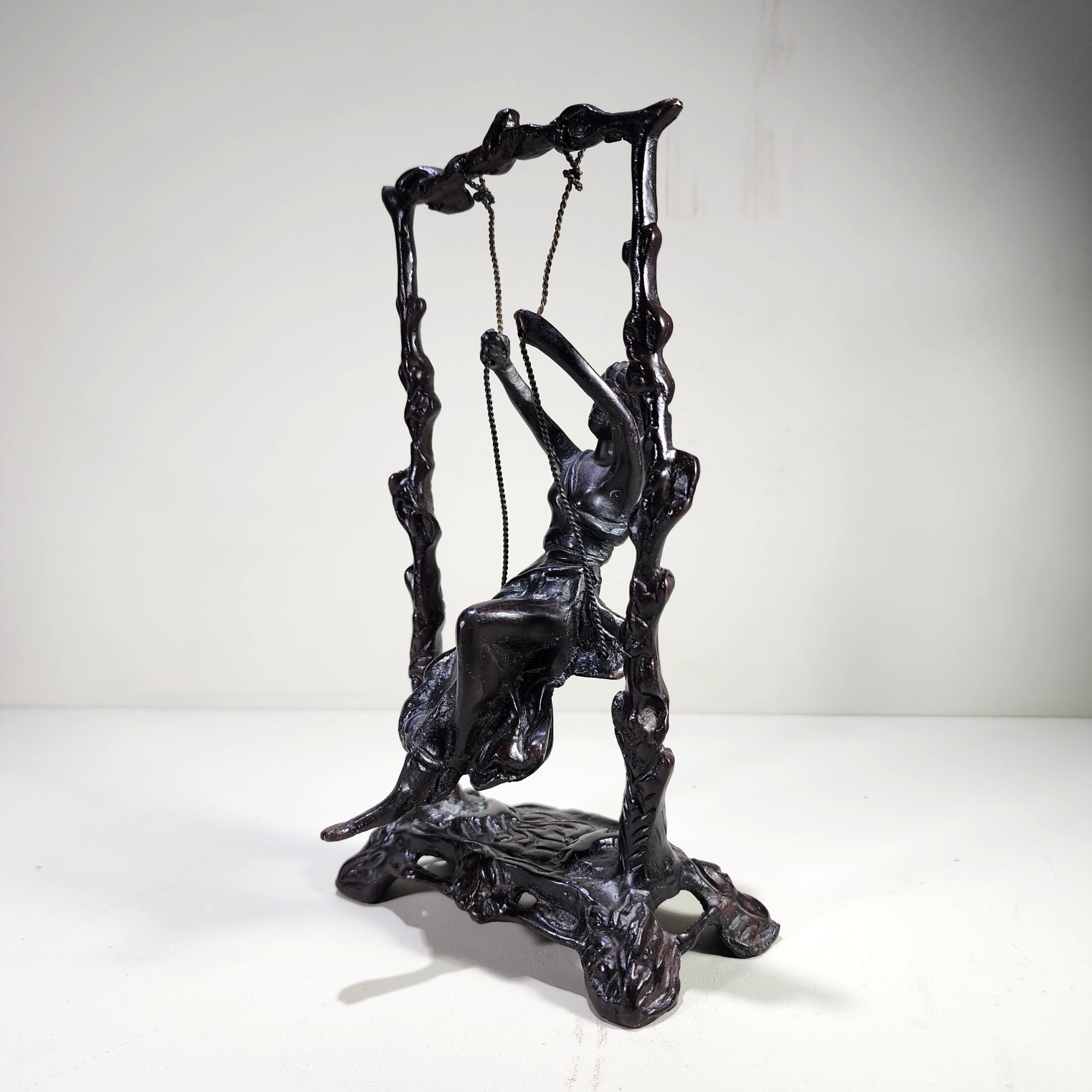 Slide 3 for Vintage Bronze Woman on Swing, Art Nouveau Oddity