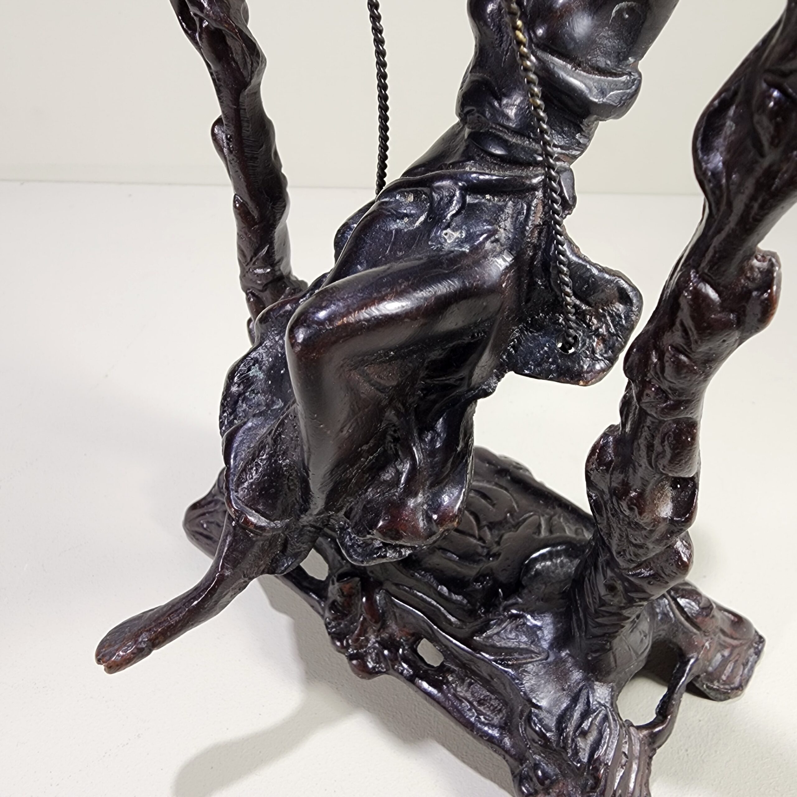 Slide 4 for Vintage Bronze Woman on Swing, Art Nouveau Oddity