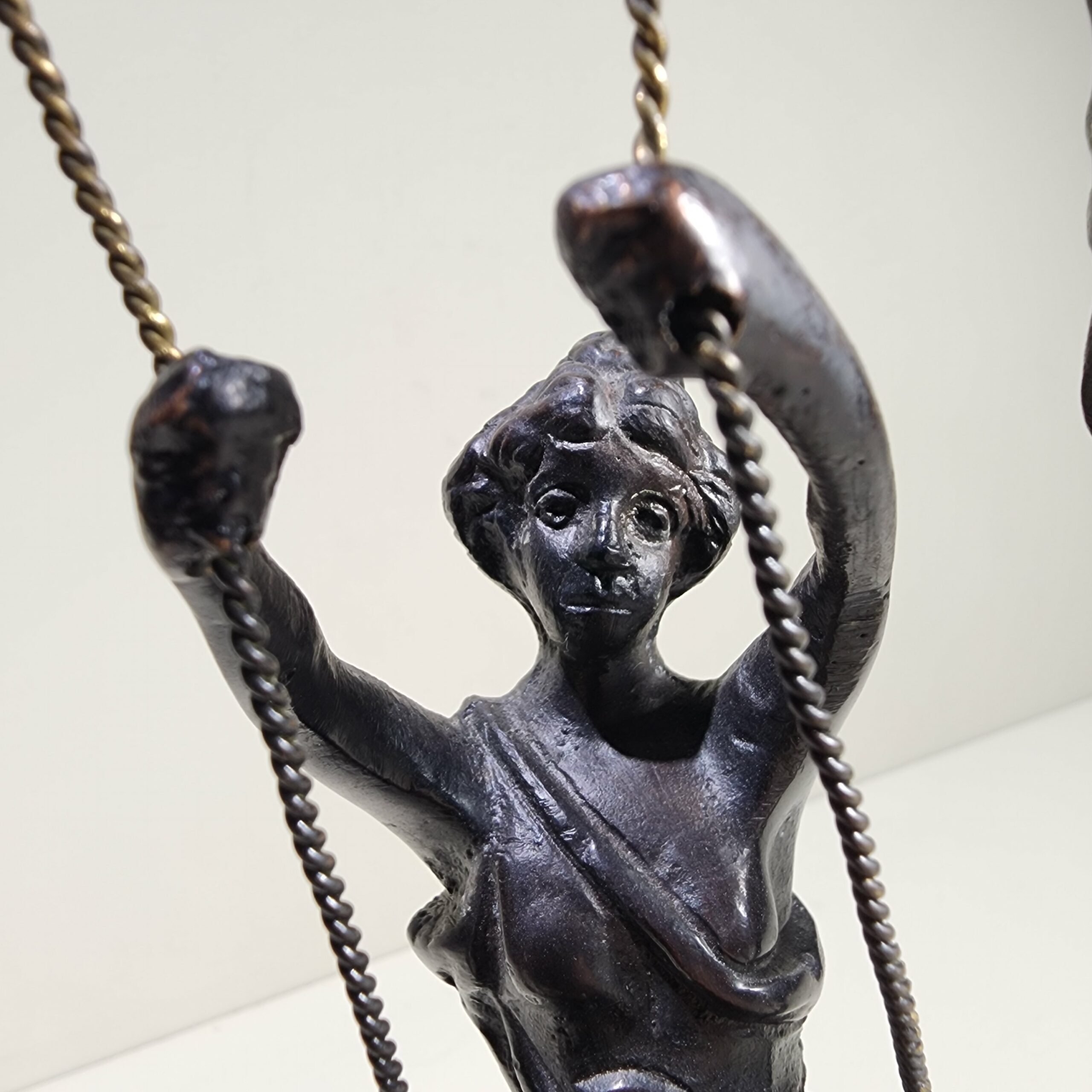 Slide 2 for Vintage Bronze Woman on Swing, Art Nouveau Oddity
