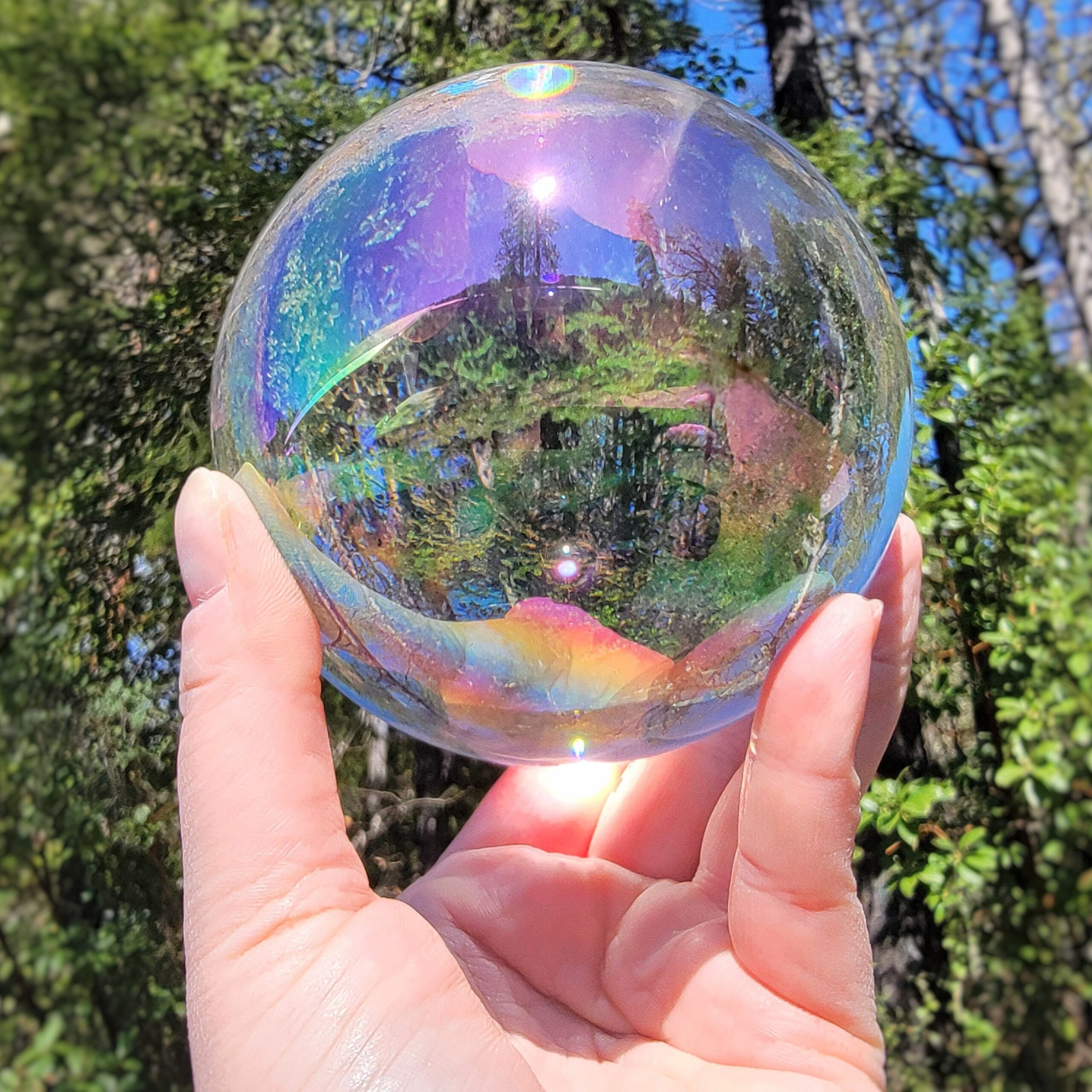 Slide 3 for 110mm Large Aurora Crystal Ball, Rainbow Glass Ball, 4.3 Inch