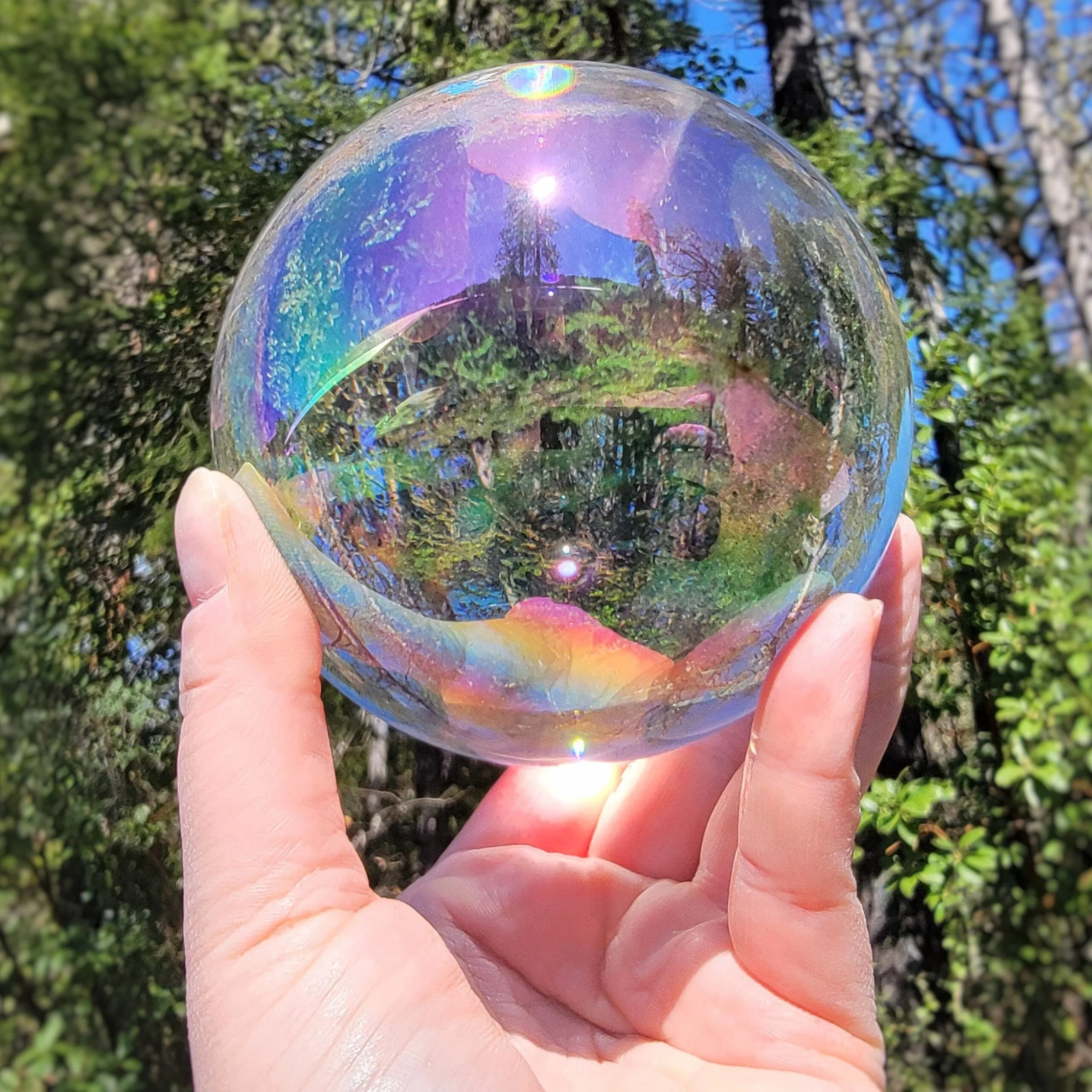 Slide 3 for 110mm Extra Large Aurora Crystal Ball, Rainbow Glass Ball, 4.3 Inch