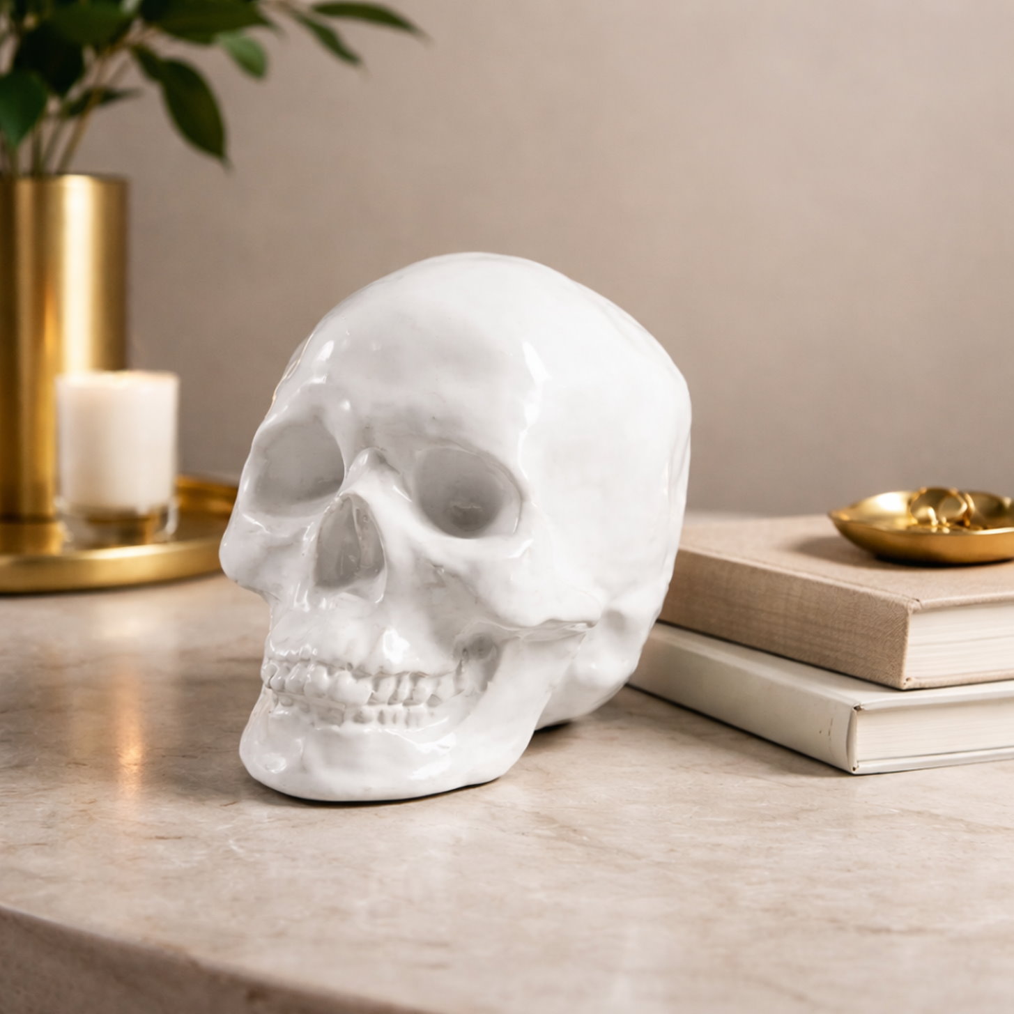 Slide 2 for White Ceramic Skull Decor