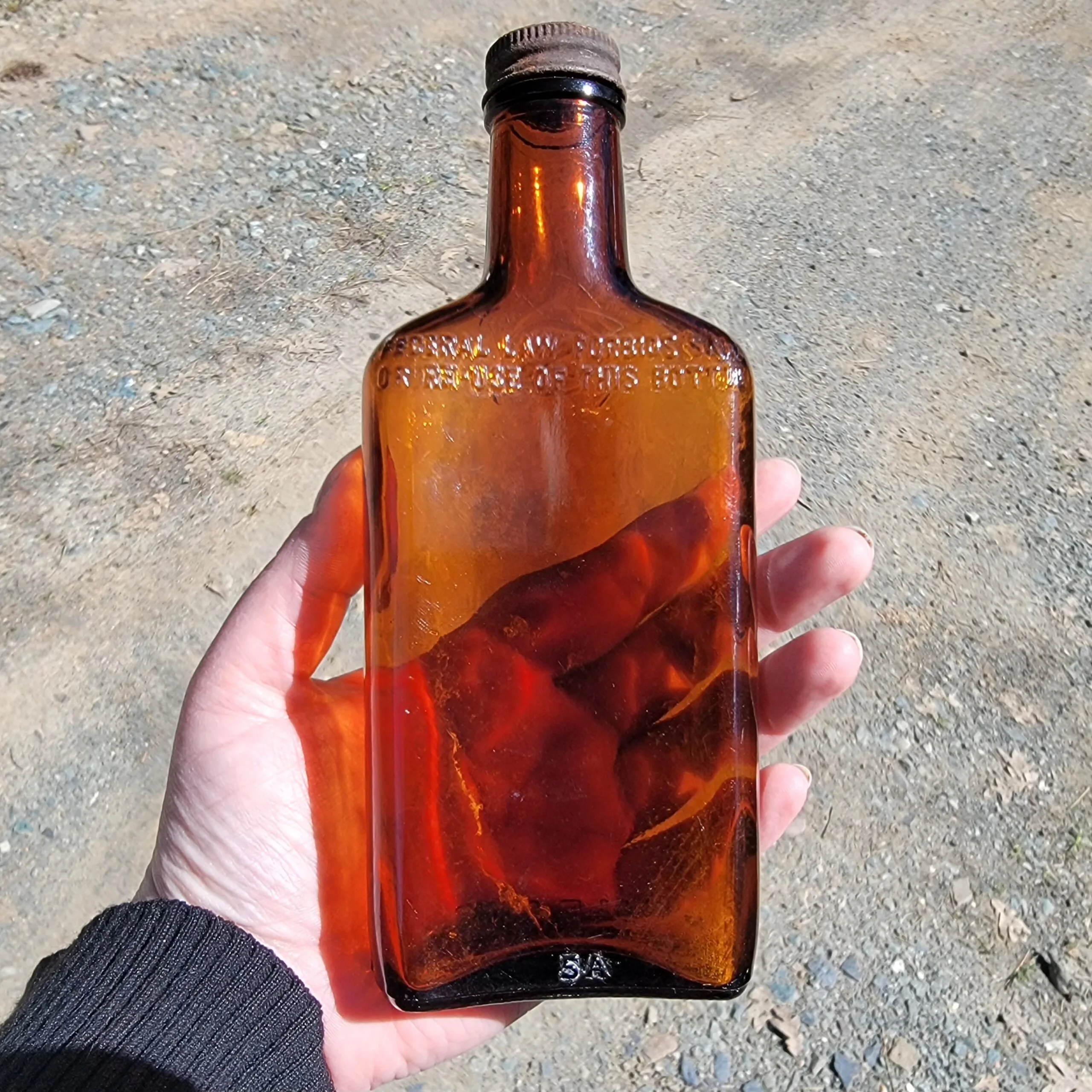 Slide 4 for X3 Vintage Amber Glass Medical Bottle Set