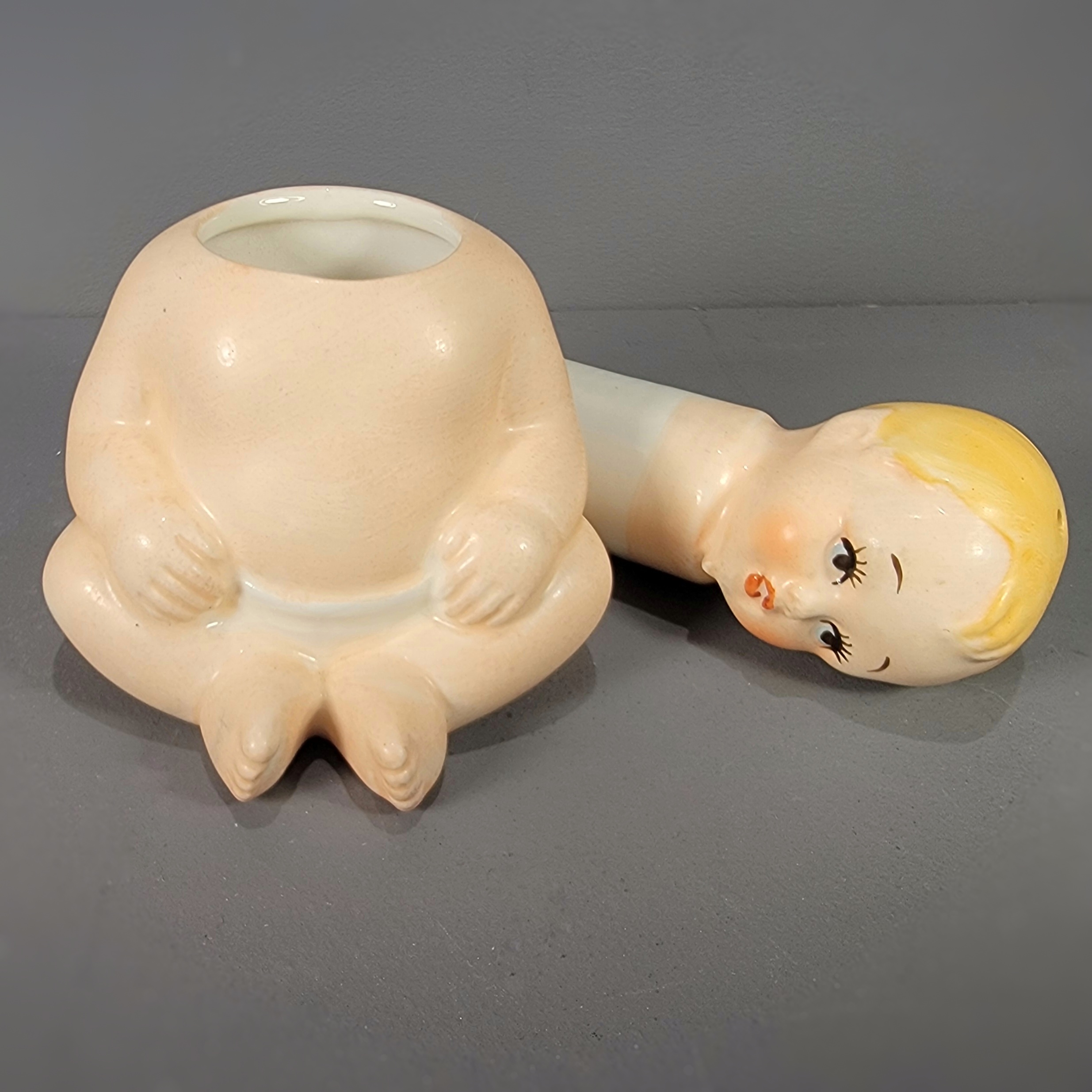 Slide 3 for Vintage Ceramic Bobble Head Baby Salt & Pepper Shakers