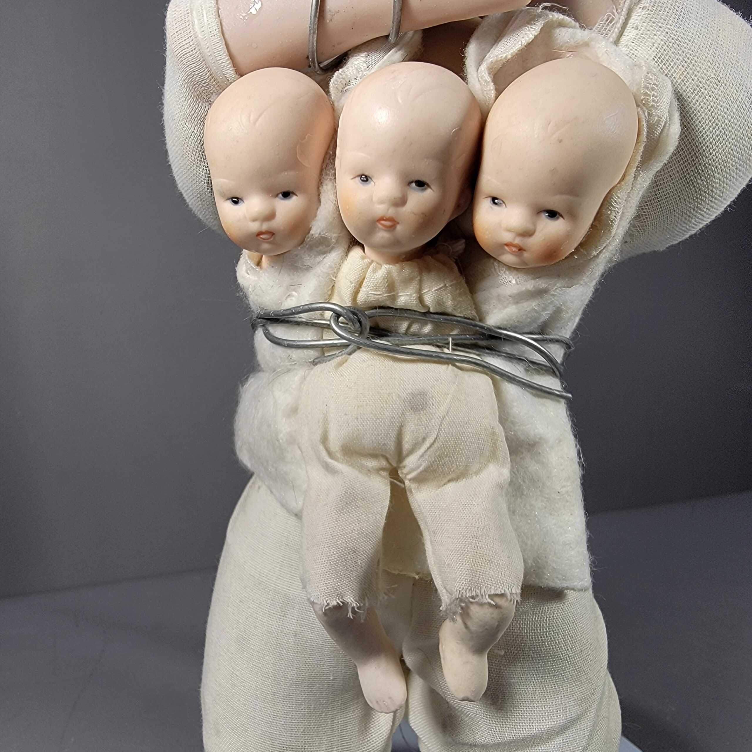Slide 5 for Vintage Porcelain Bound Doll with Three Headed Baby