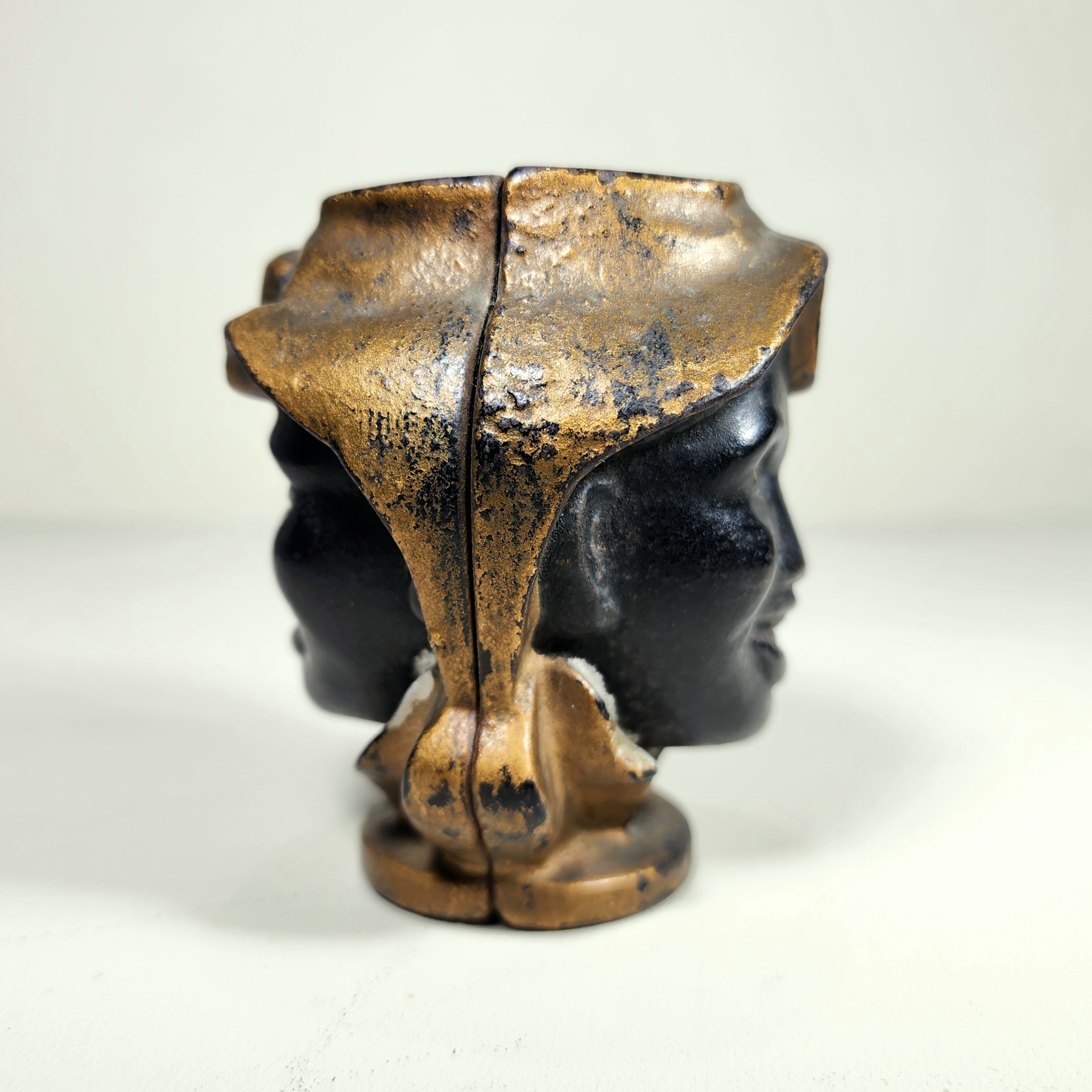 Slide 2 for Vintage Cast Iron Two Faced Coin Bank