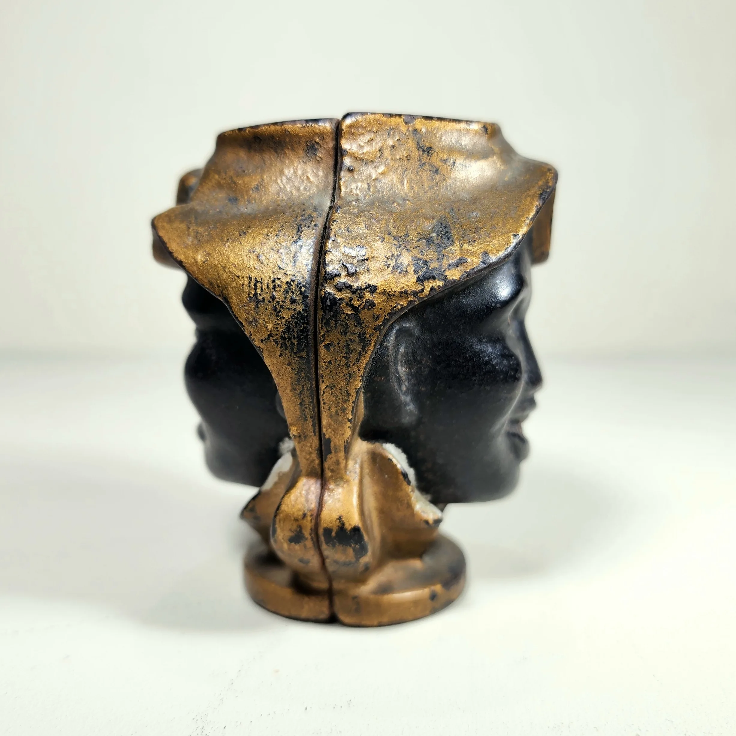 Slide 2 for Vintage Cast Iron Two Faced Coin Bank