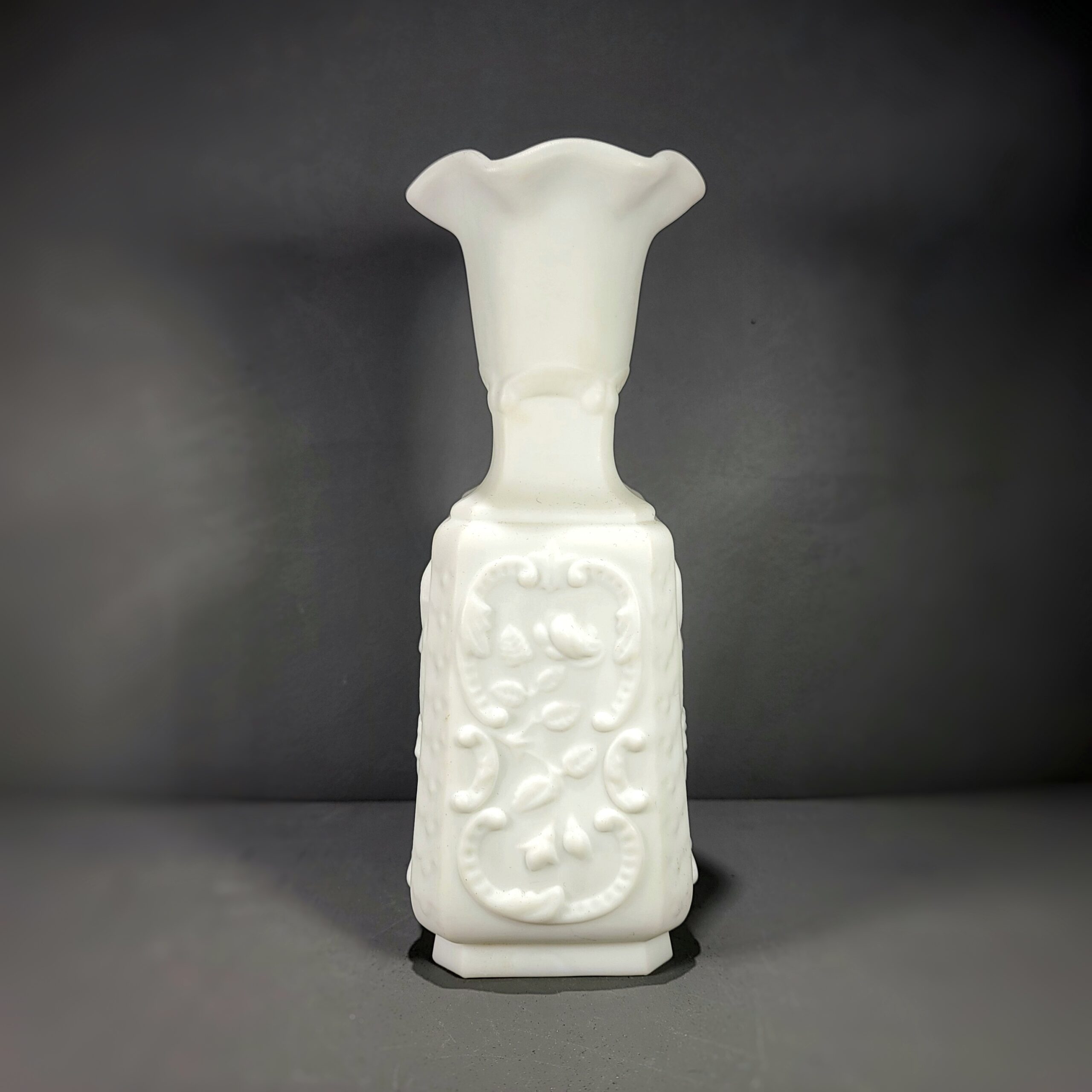 Slide 4 for Vintage Milk Glass Mephisto Demon Vase
