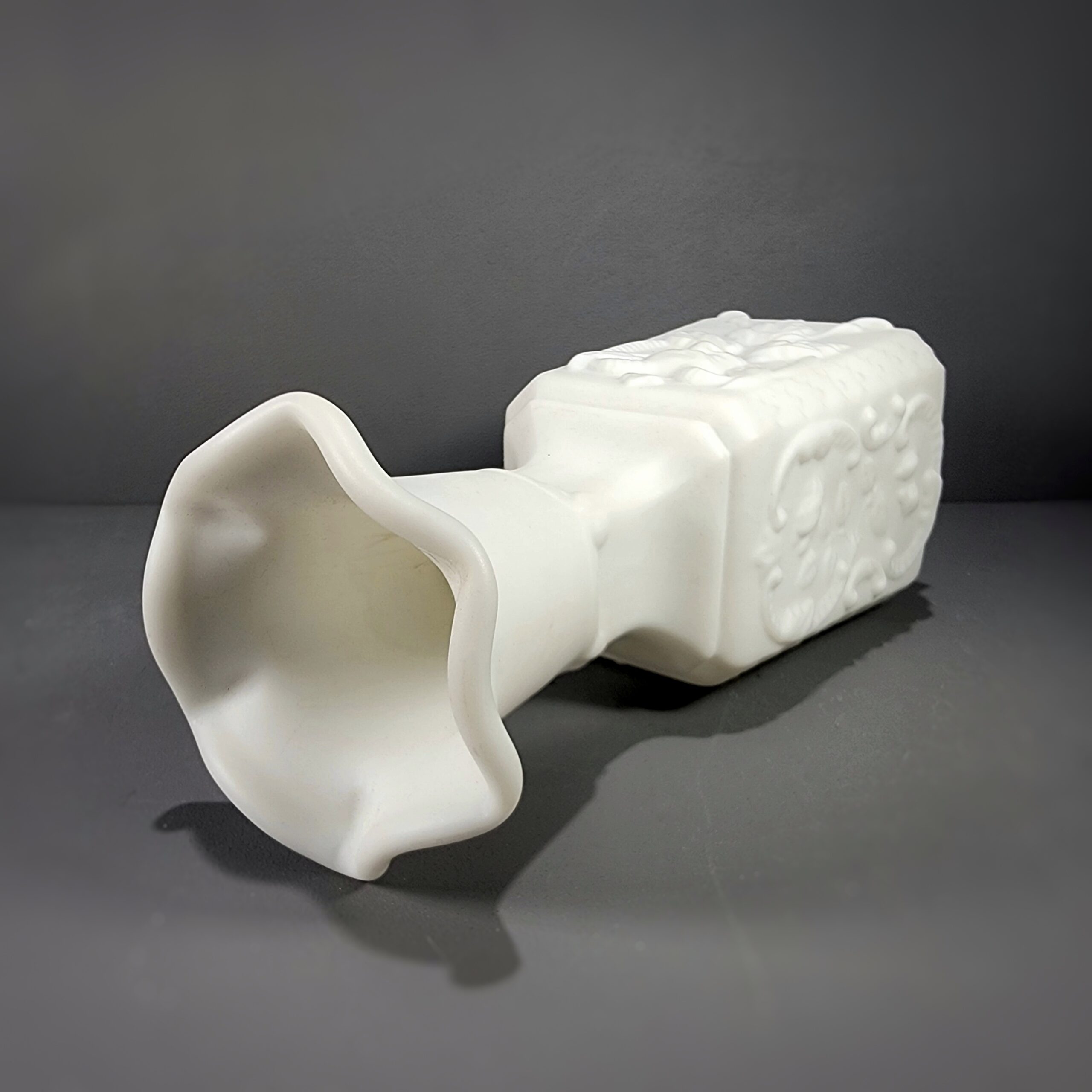 Slide 5 for Vintage Milk Glass Mephisto Demon Vase