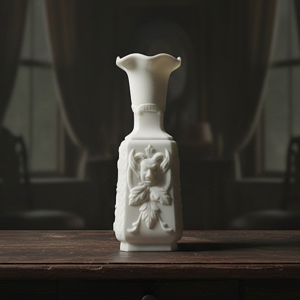 Slide 1 for Vintage Milk Glass Mephisto Demon Vase