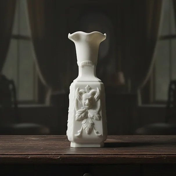 Slide 1 for Vintage Milk Glass Mephisto Demon Vase