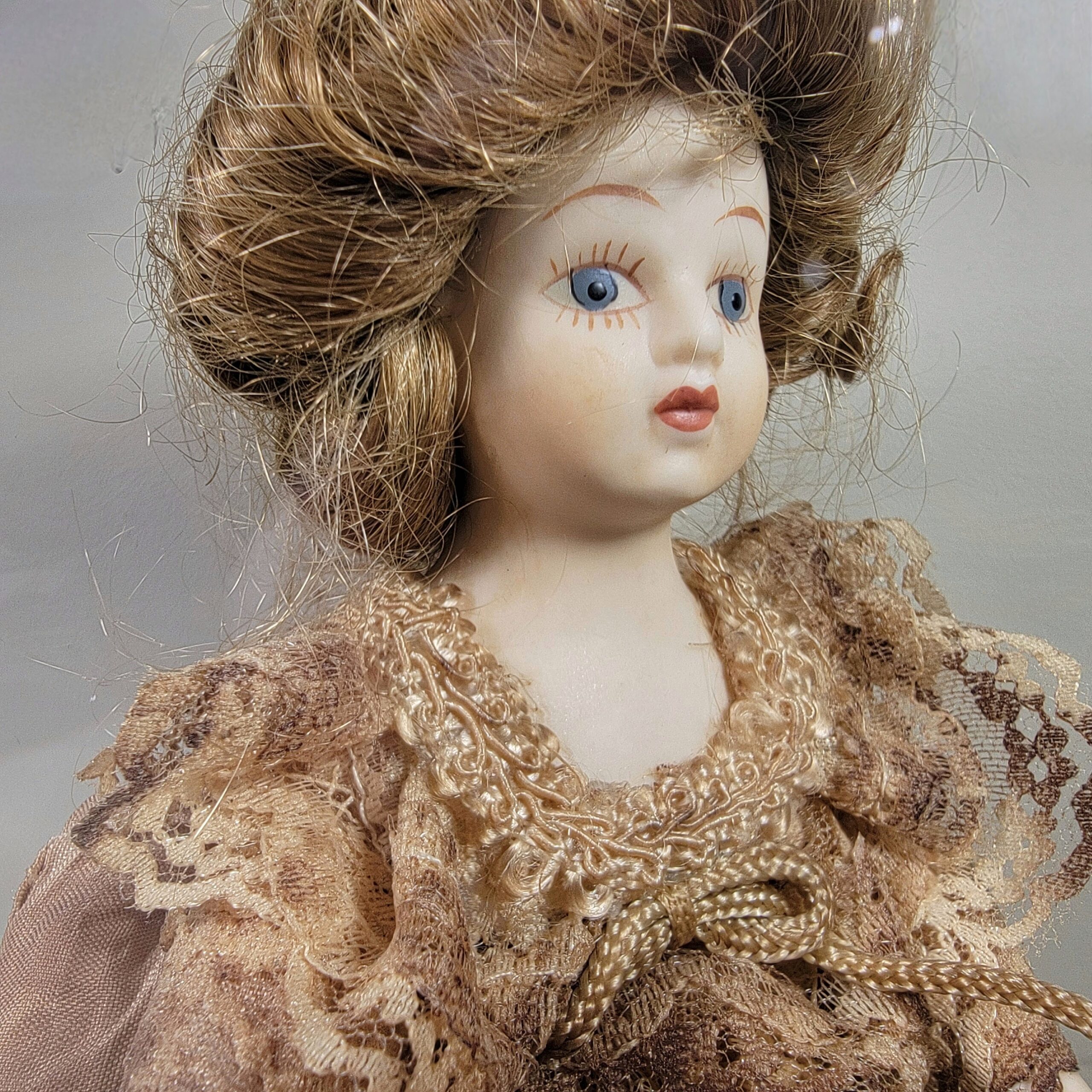 Slide 5 for Vintage Porcelain Doll in Glass Dome