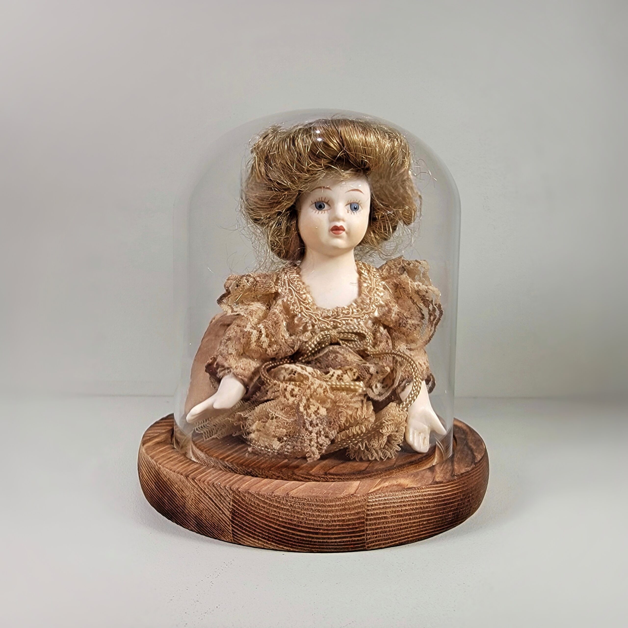 Slide 3 for Vintage Porcelain Doll in Glass Dome