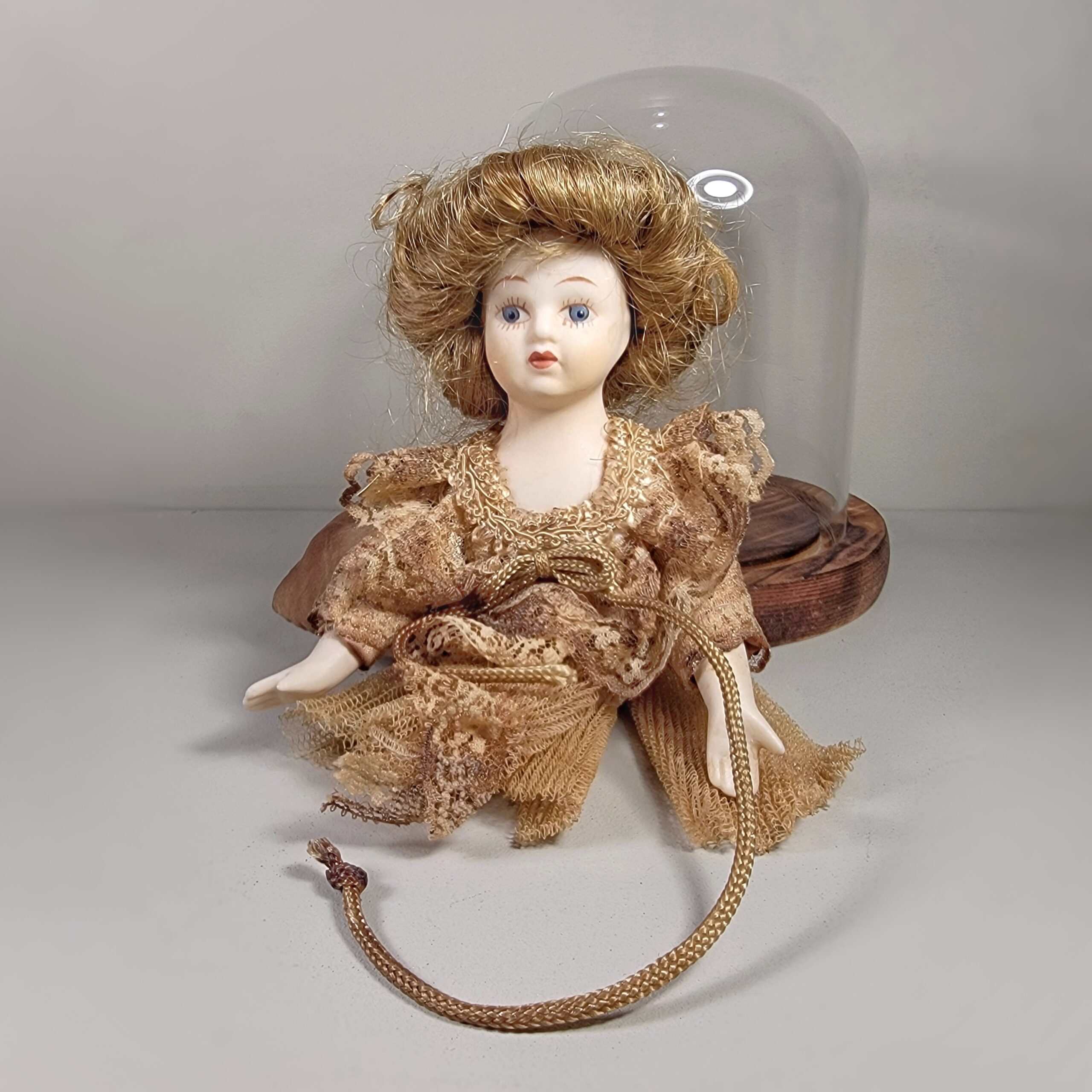 Slide 4 for Vintage Porcelain Doll in Glass Dome