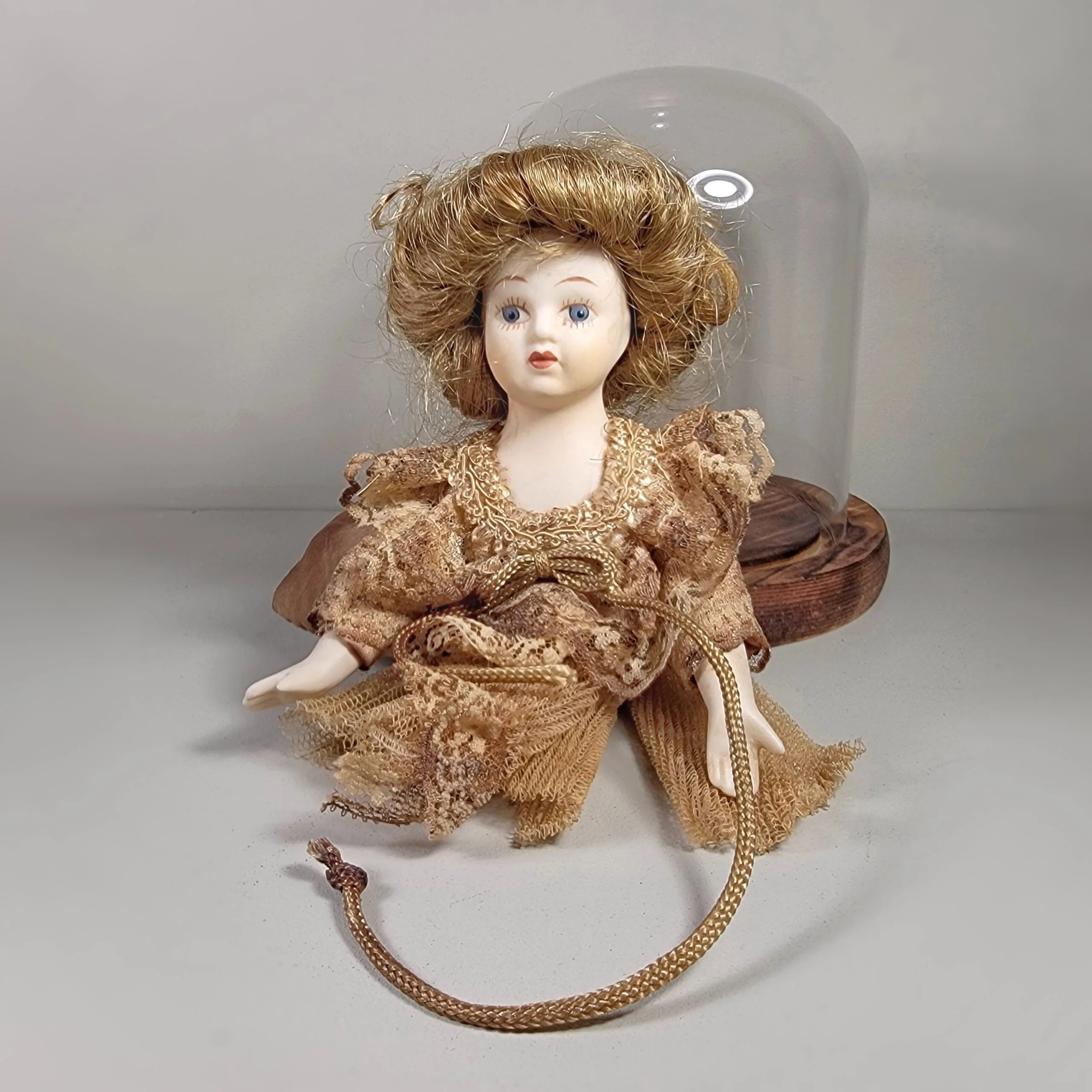 Slide 4 for Vintage Porcelain Doll in Glass Dome
