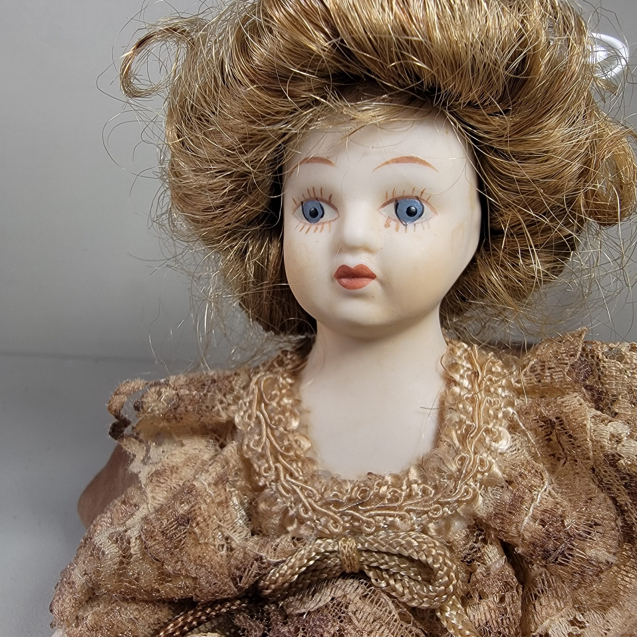 Slide 6 for Vintage Porcelain Doll in Glass Dome