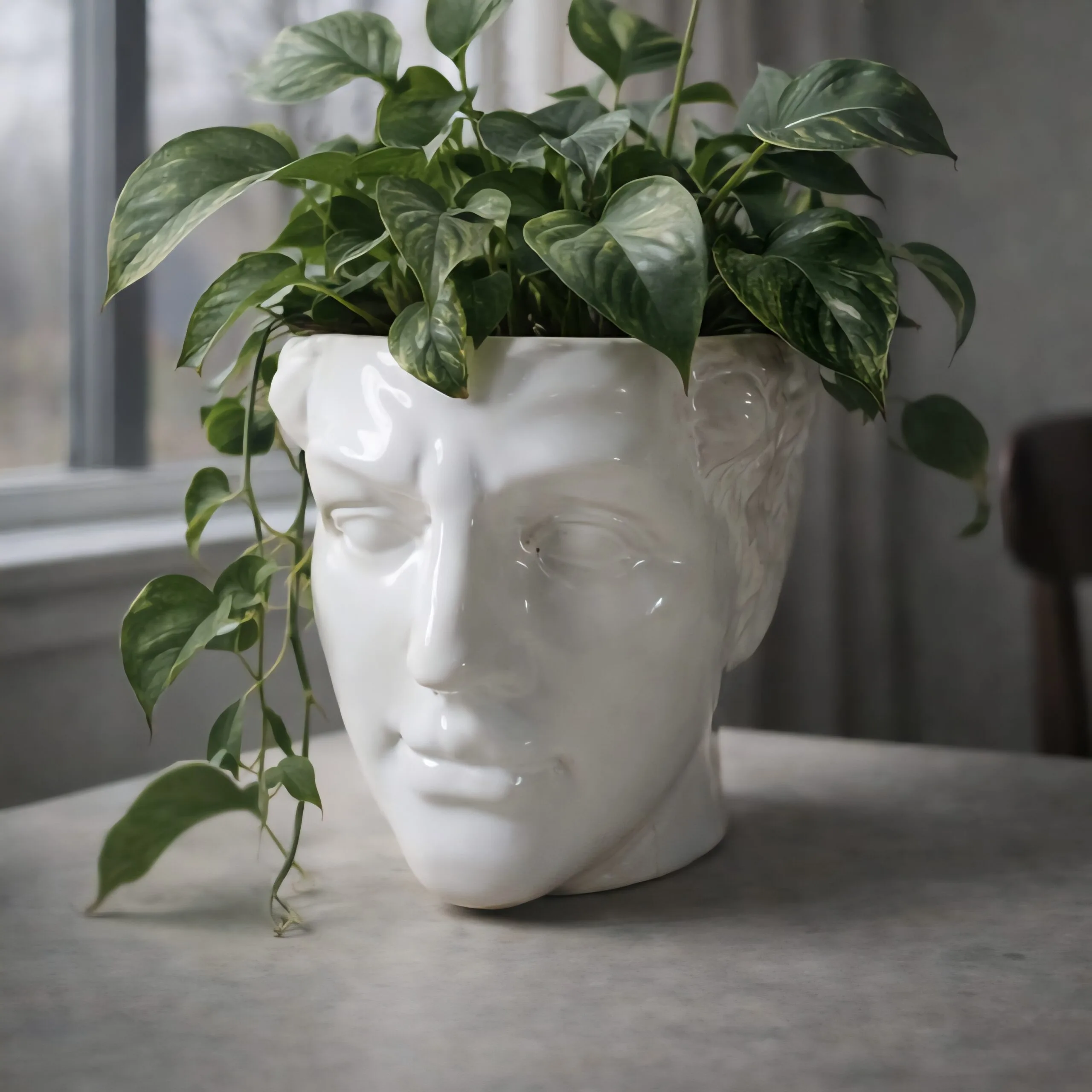 Slide 3 for White Ceramic Female Face Planter