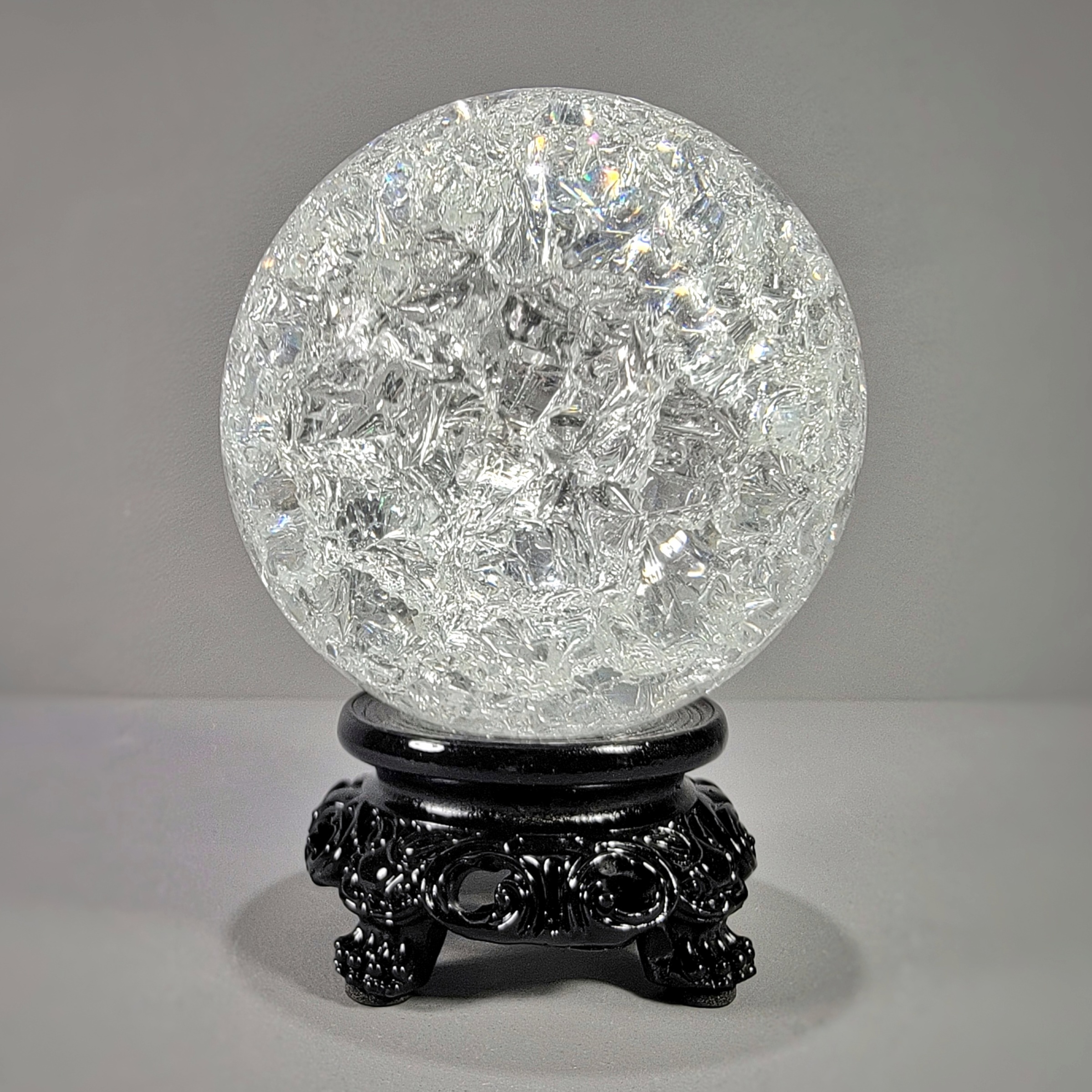 Slide 1 for 80mm Crackle Crystal Ball, Clear Glass Ball, 3.15 inch