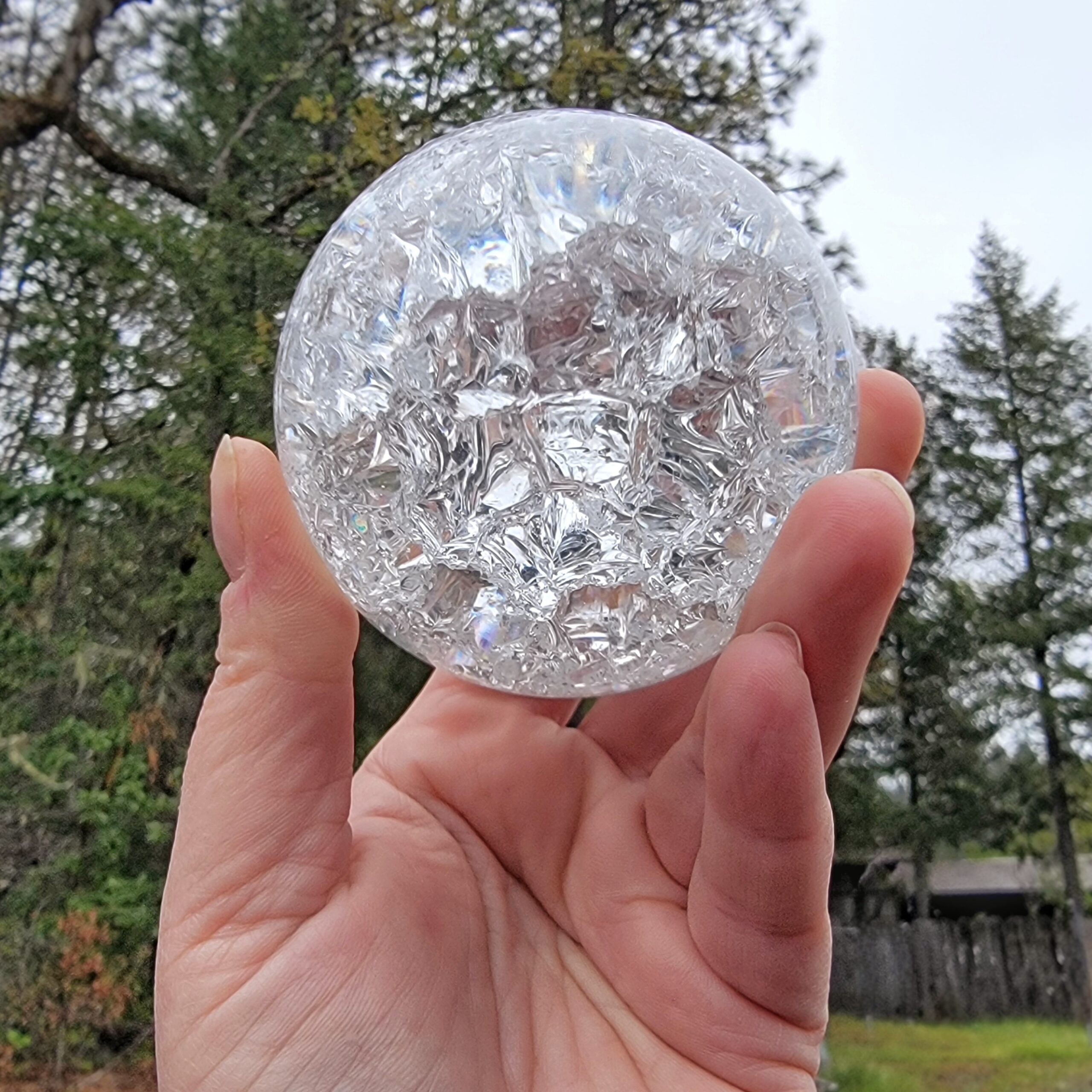 Slide 4 for 80mm Crackle Crystal Ball, Clear Glass Ball, 3.15 inch