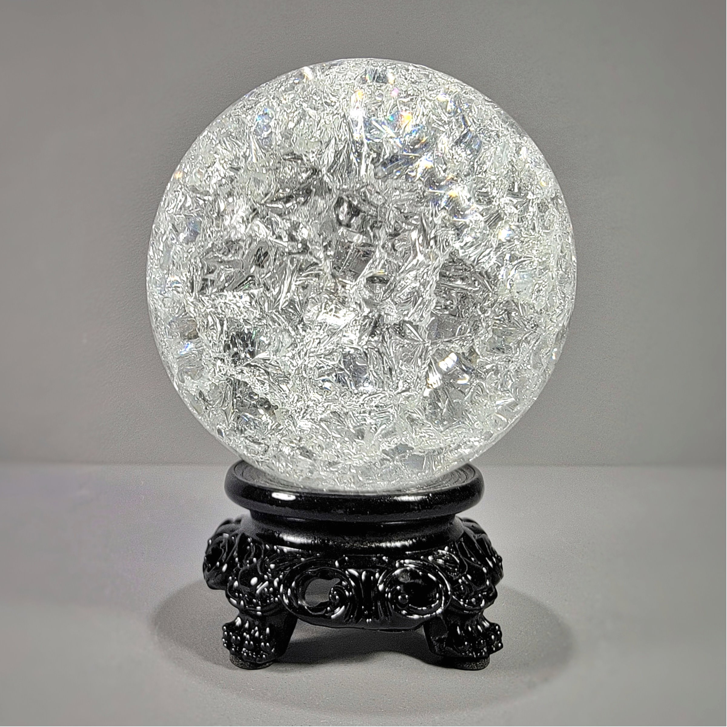 Slide 1 for 80mm Crackle Crystal Ball, Clear Glass Ball, 3.15 inch