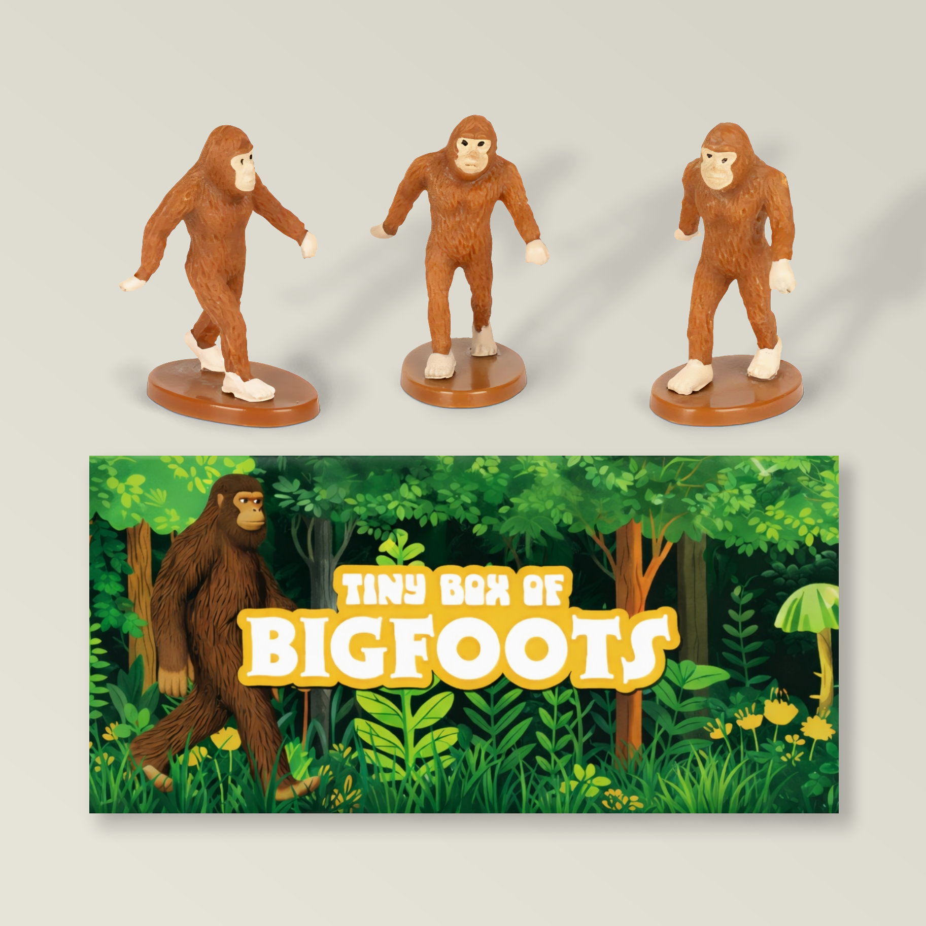 Slide 1 for Tiny Bigfoot Set, Cryptid Monster Figurine