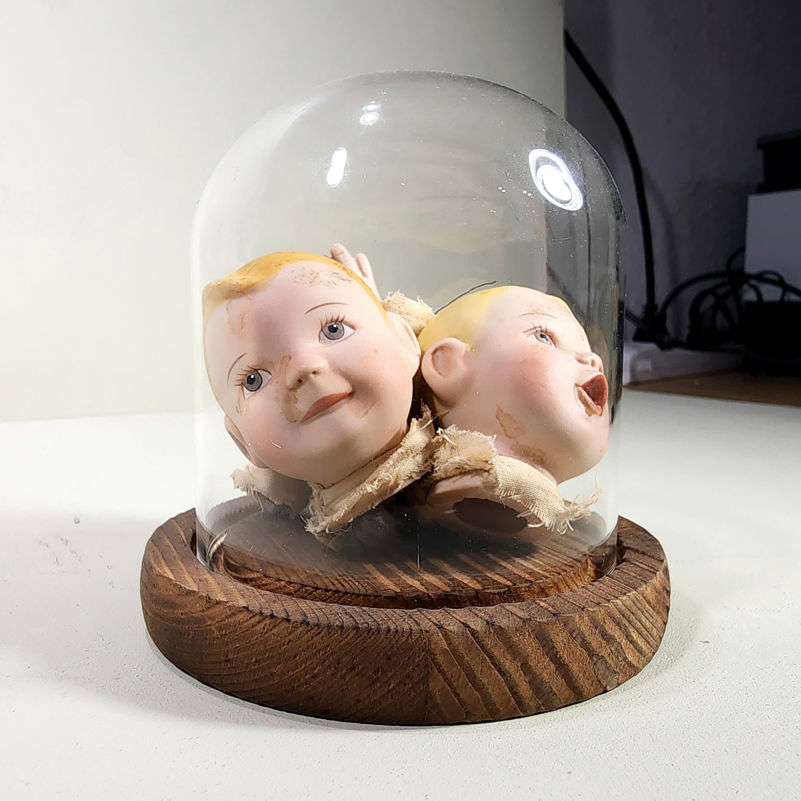 Slide 4 for Vintage Porcelain Doll Parts in Glass Dome