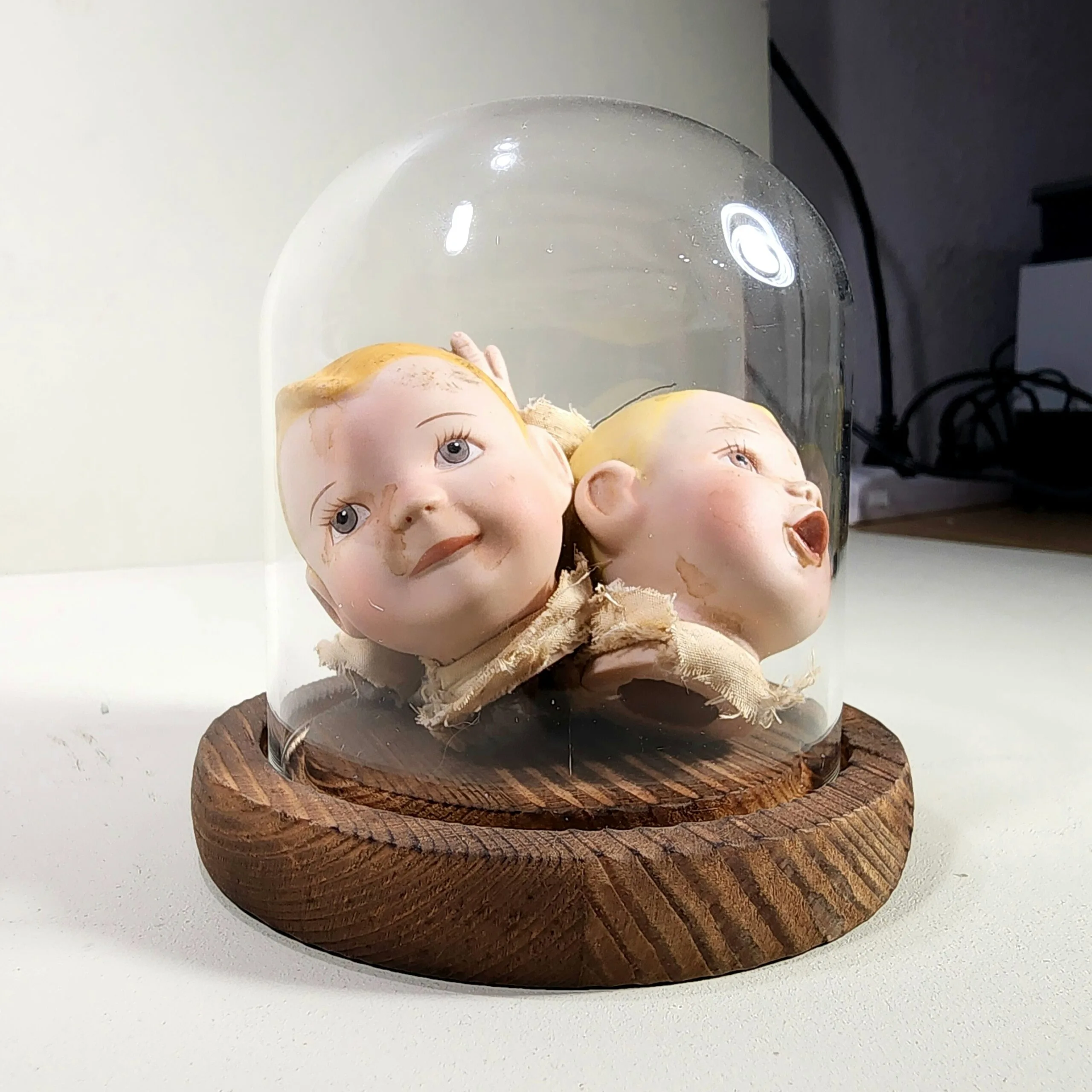 Slide 4 for Vintage Porcelain Doll Parts in Glass Dome
