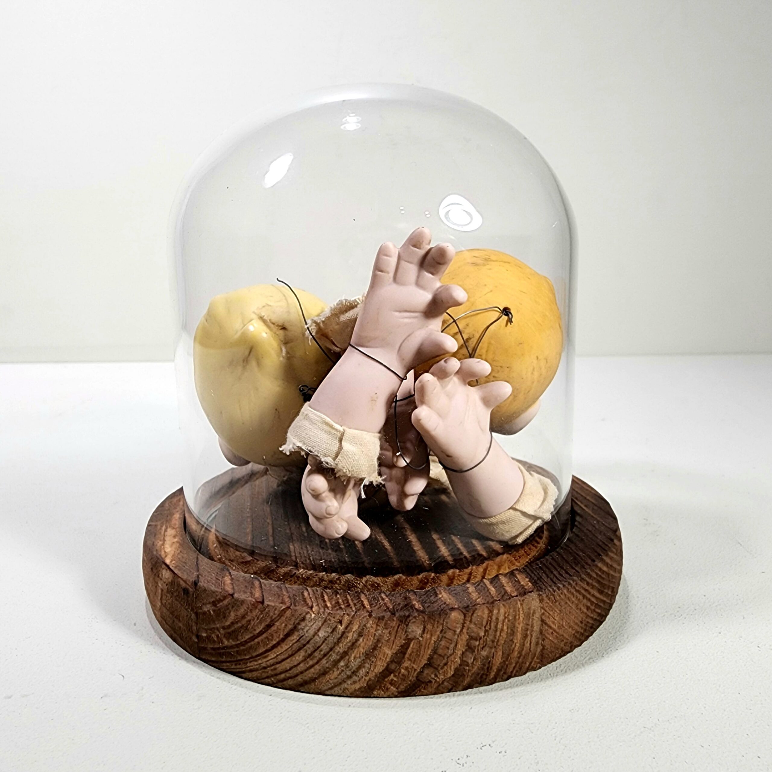 Slide 2 for Vintage Porcelain Doll Parts in Glass Dome