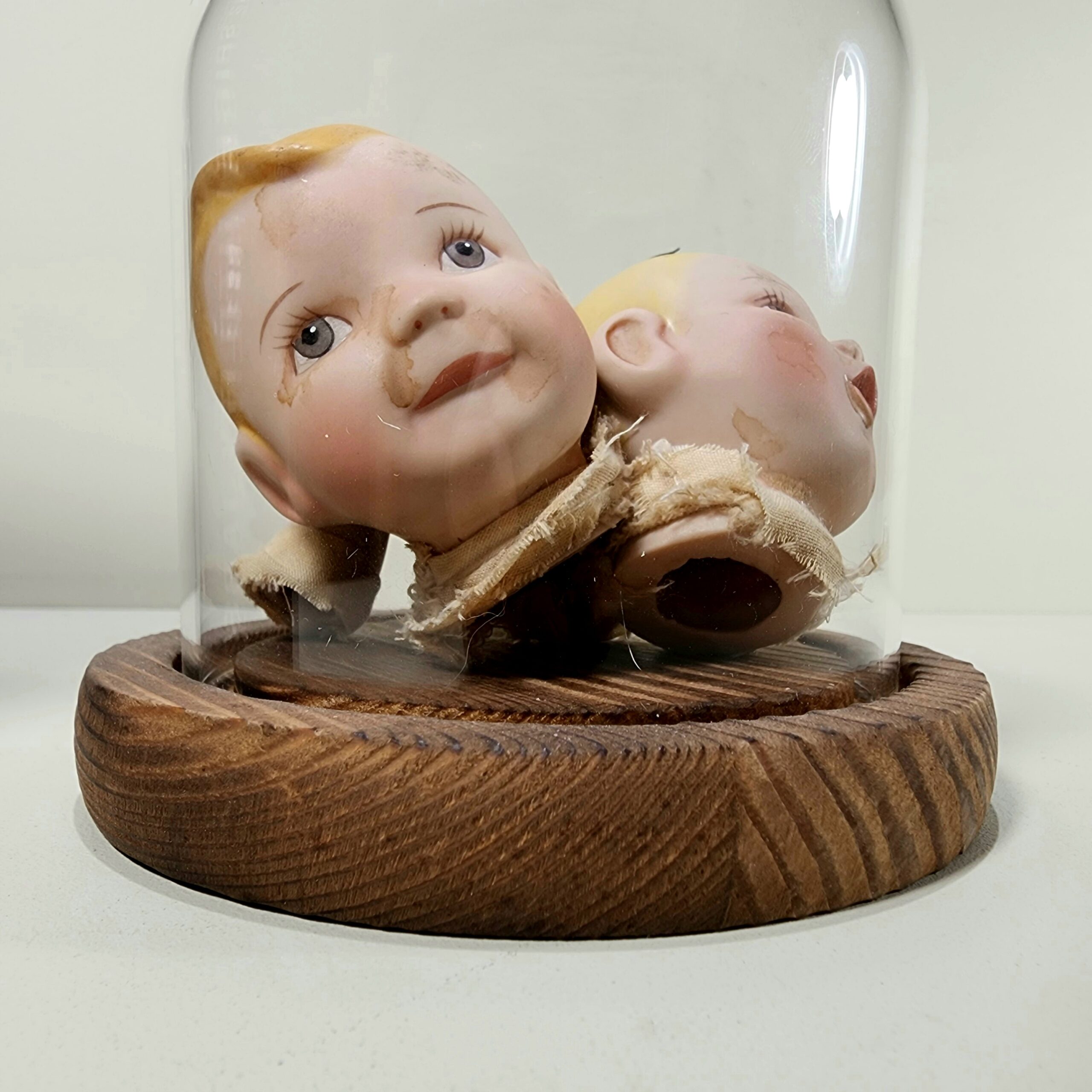 Slide 3 for Vintage Porcelain Doll Parts in Glass Dome