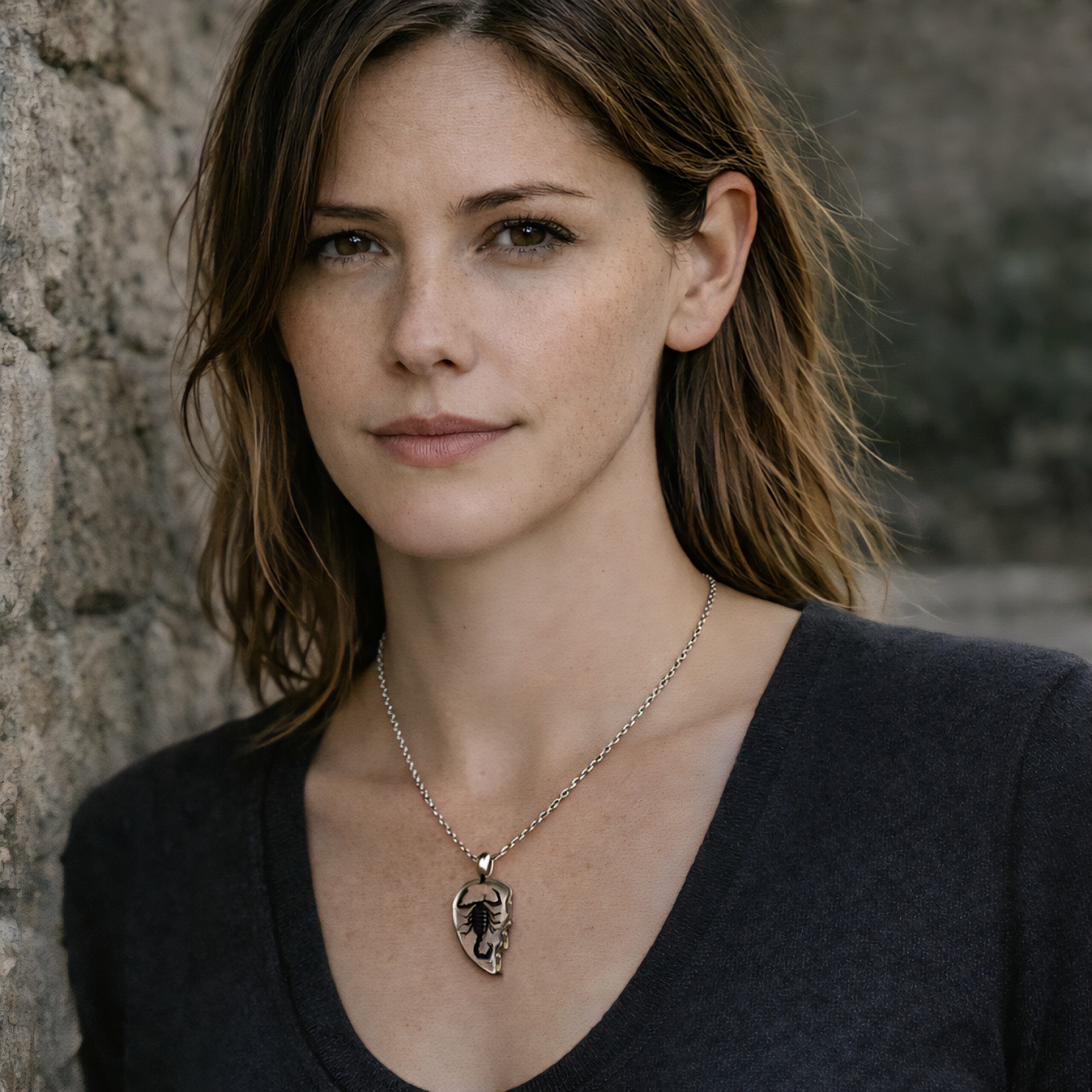 Slide 2 for Black Scorpion Heart Necklace Set, Real Scorpions in Resin