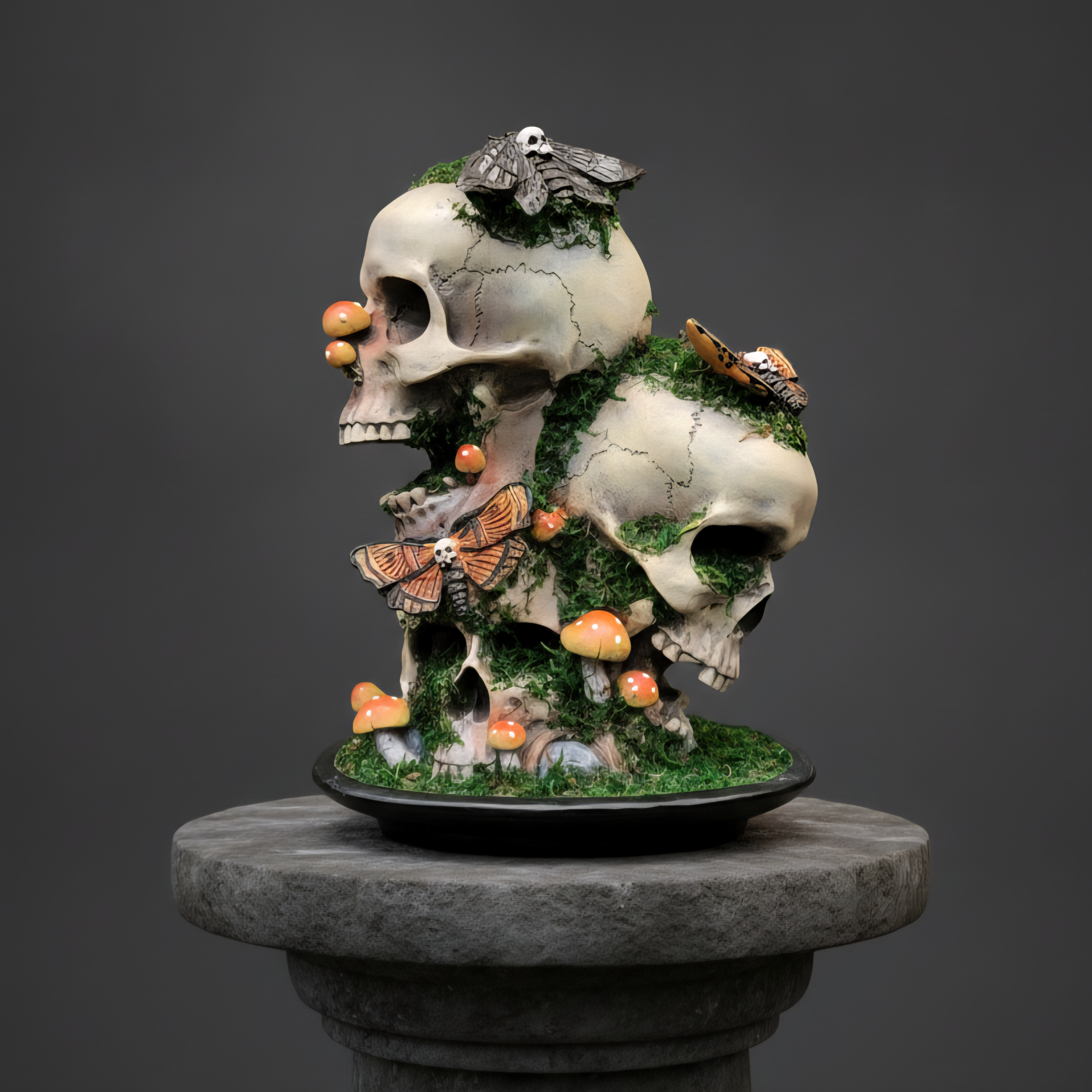 Slide 1 for Death Head Moth, Mushroom Skull Statue