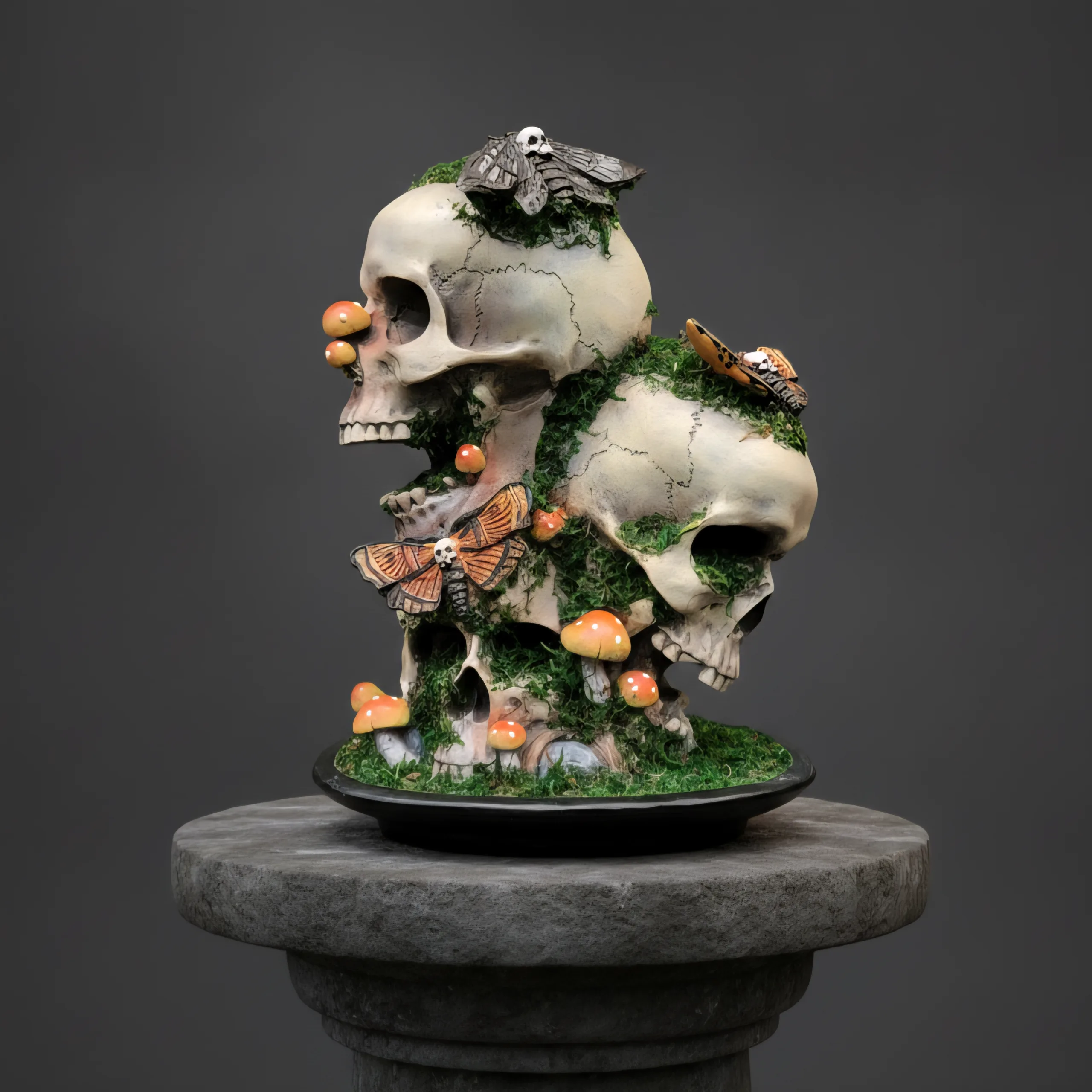 Slide 1 for Death Head Moth, Mushroom Skull Statue