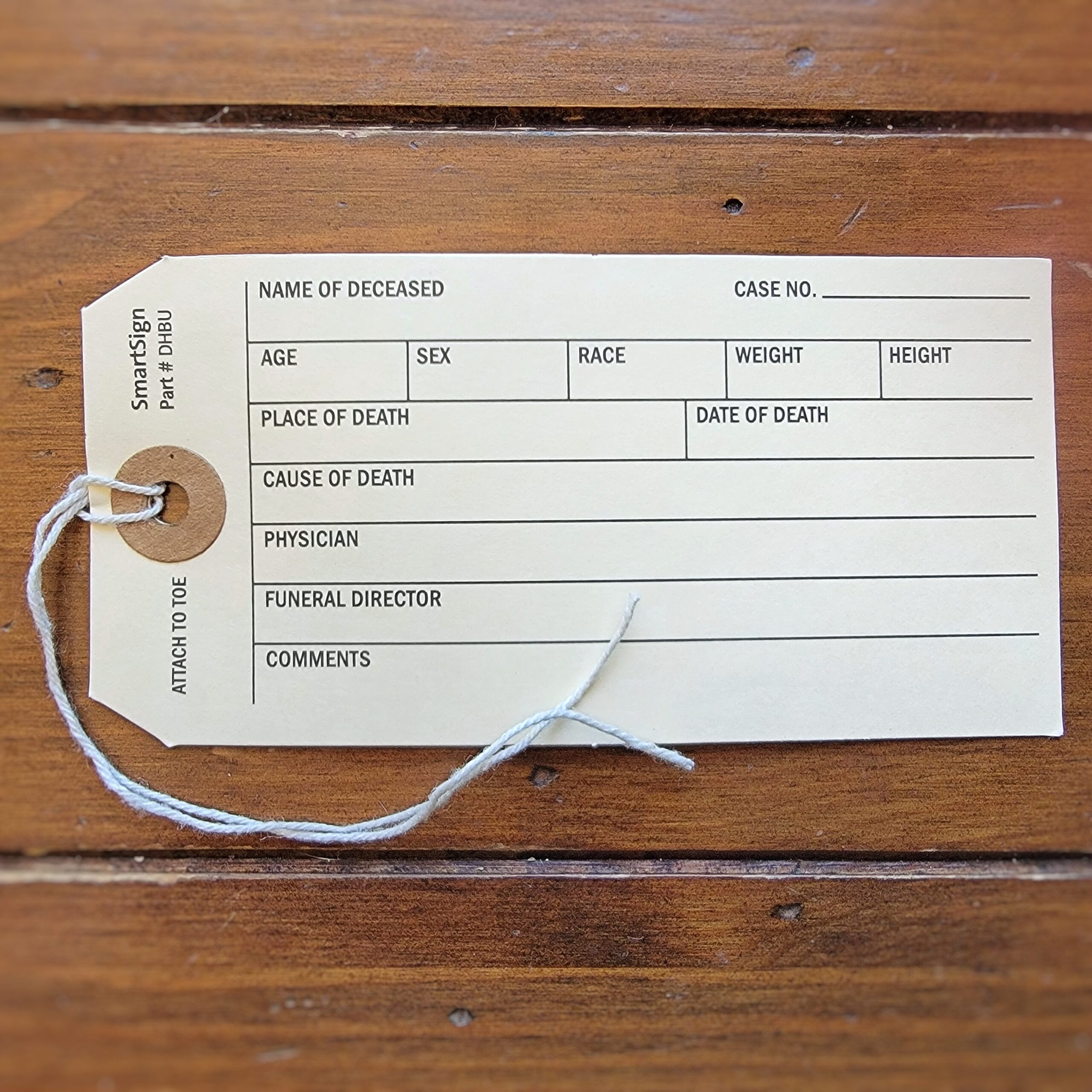 Slide 2 for Vintage Toe Tags, Set of 4 Real Mortuary Identification Tags